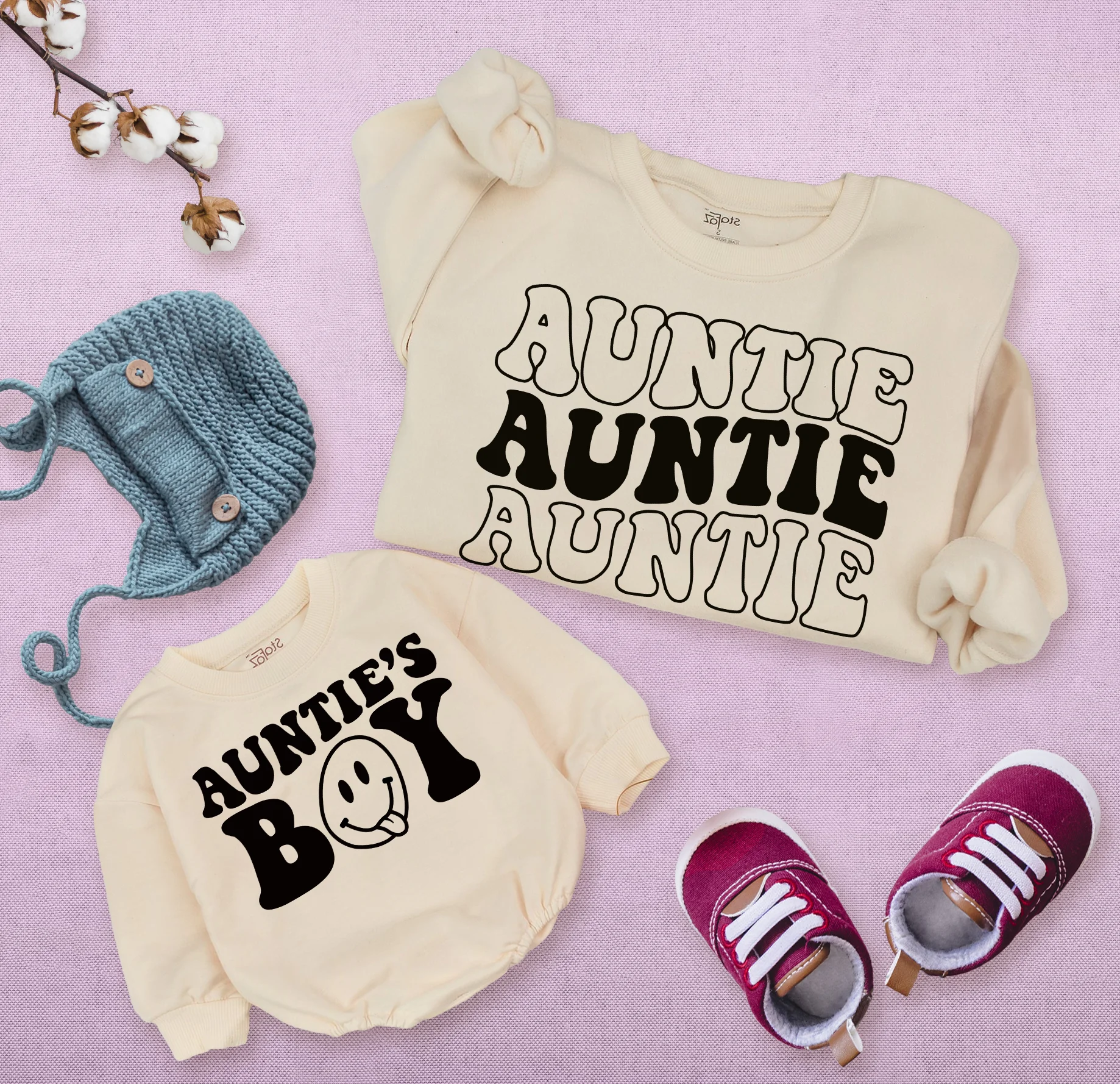 Custom Auntie And Auntie's Boy Romper Matching: Fall Family Set