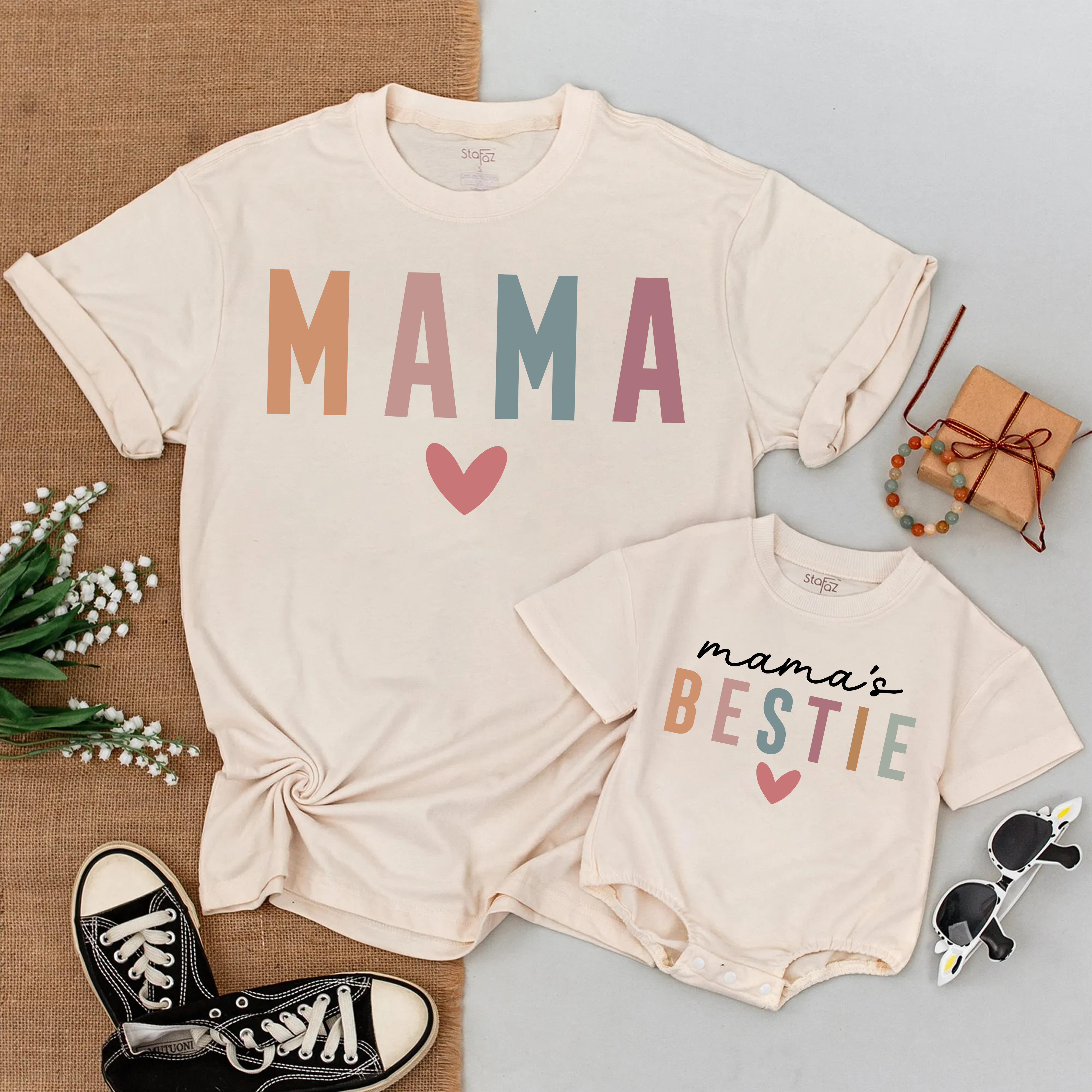 Matching Mama And Bestie T-Shirt: Custom Mom And Baby Family Outfits