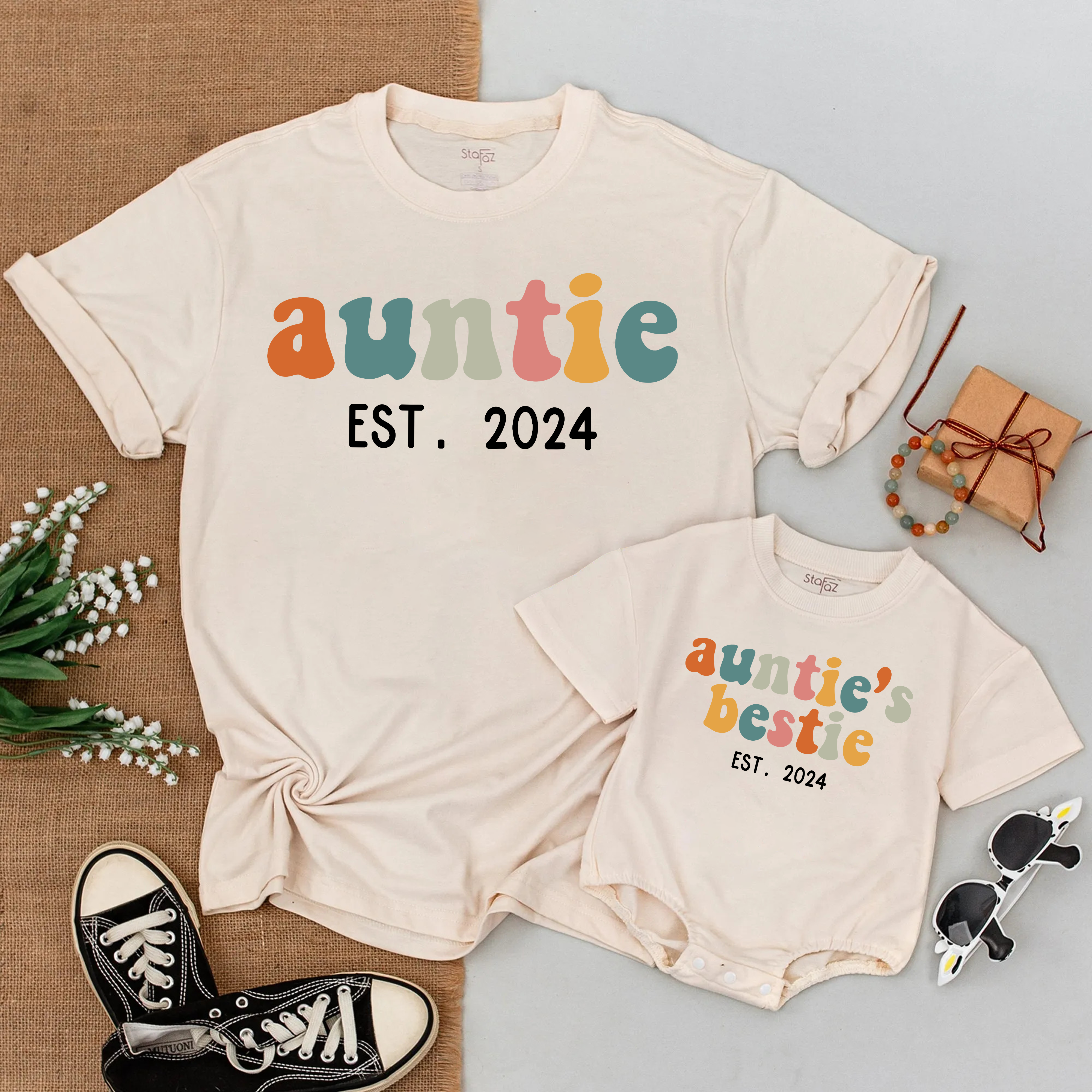 Auntie And Bestie EST 2024 Shirts: Custom Matching Family Outfit!