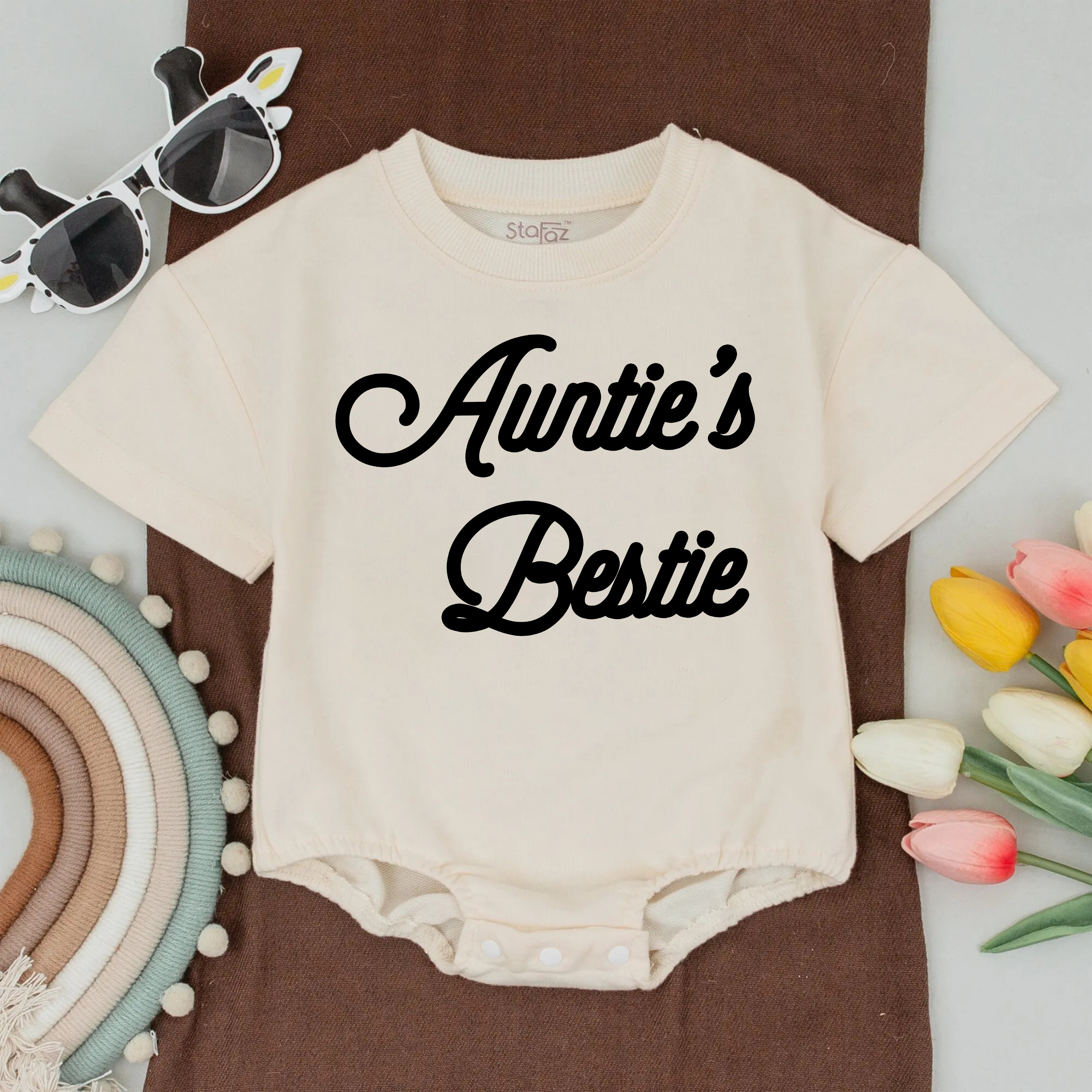 Auntie And Bestie Baby Romper Shirts: Personalized Aunt And Baby Outfit!