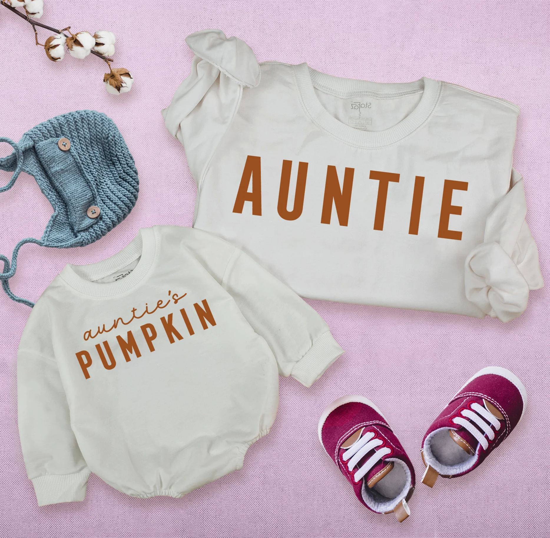 Auntie And Pumpkin Romper Matching - Cozy Fall Vibes!