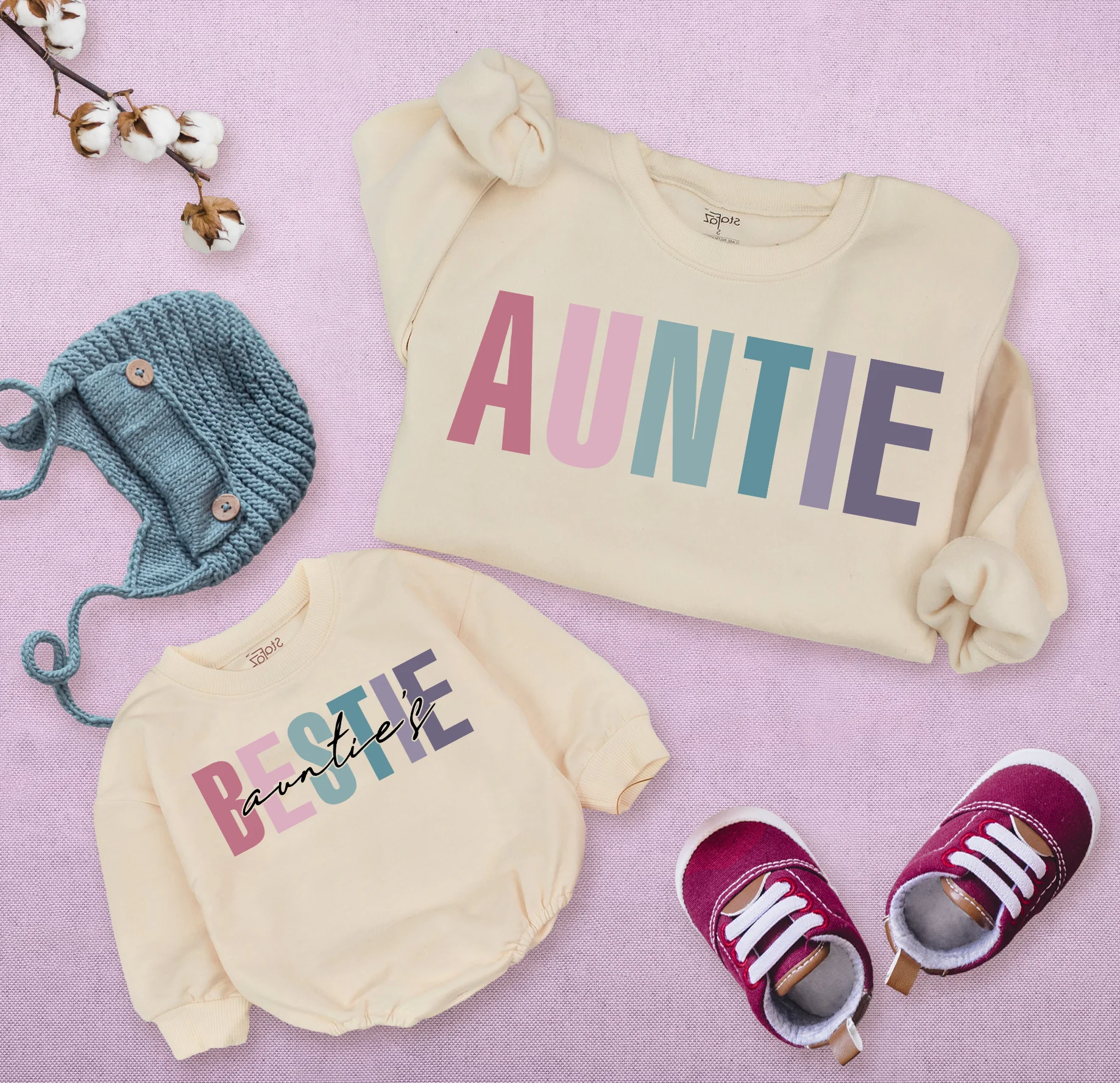 Auntie And Auntie's Bestie Romper Matching - Customized Chic!