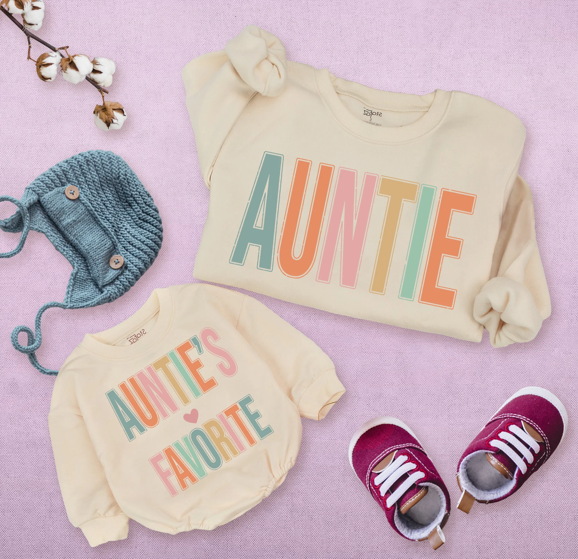 Auntie And Auntie's Favorite Personalized Matching Romper: Coordinated Comfort