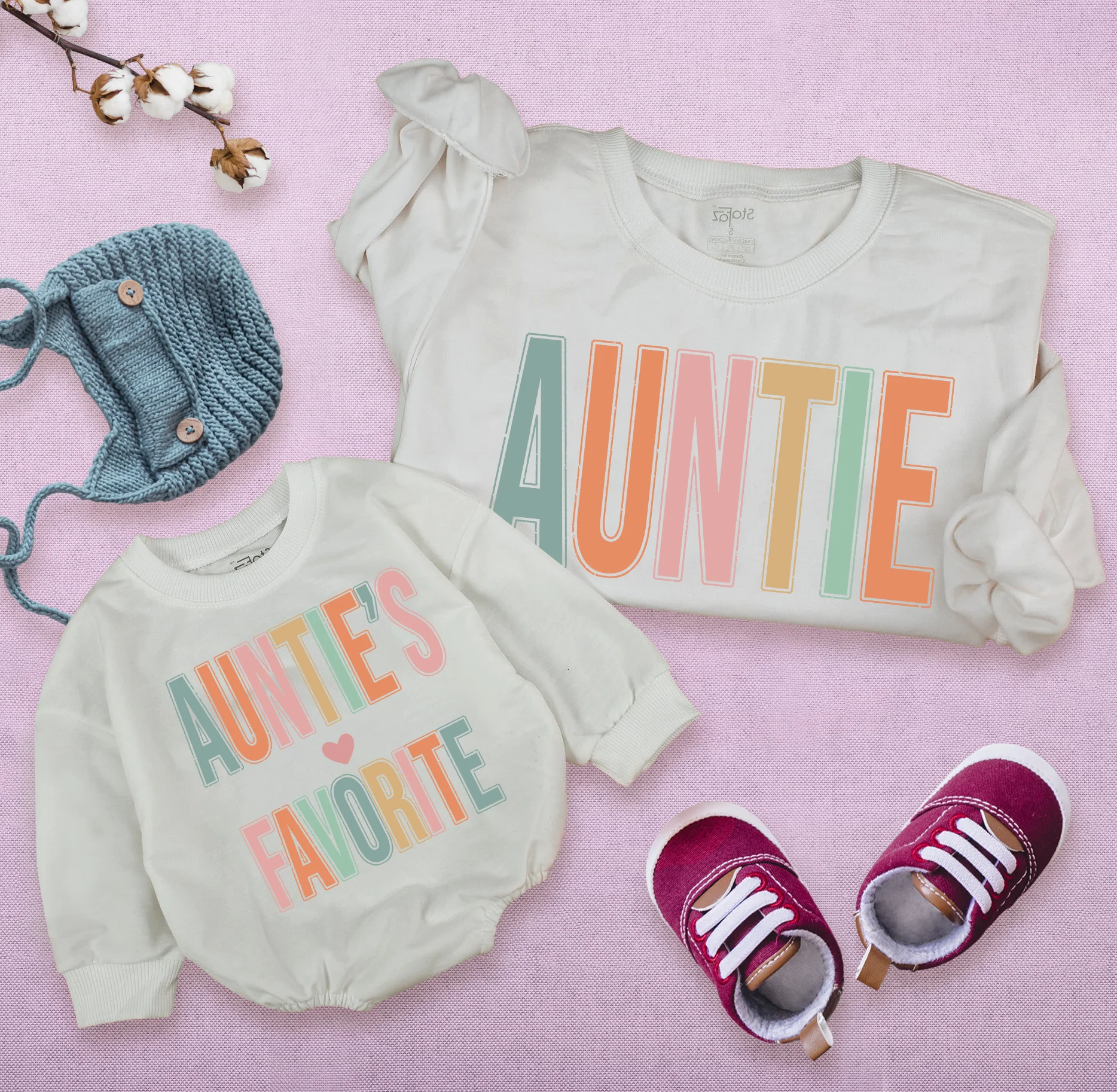 Auntie And Auntie's Favorite Personalized Matching Romper: Coordinated Comfort