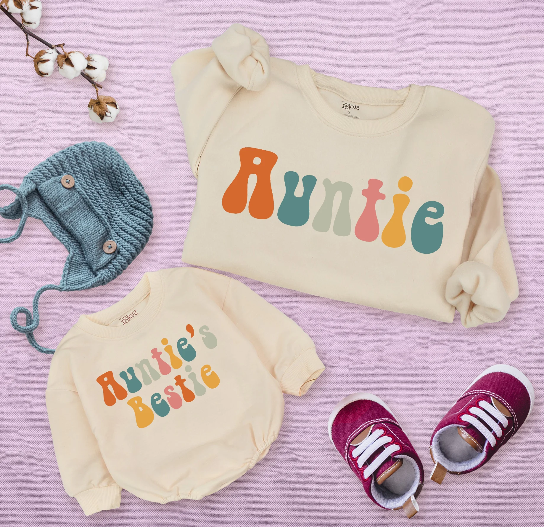 Auntie's Bestie Romper Matching: Personalized Family Set
