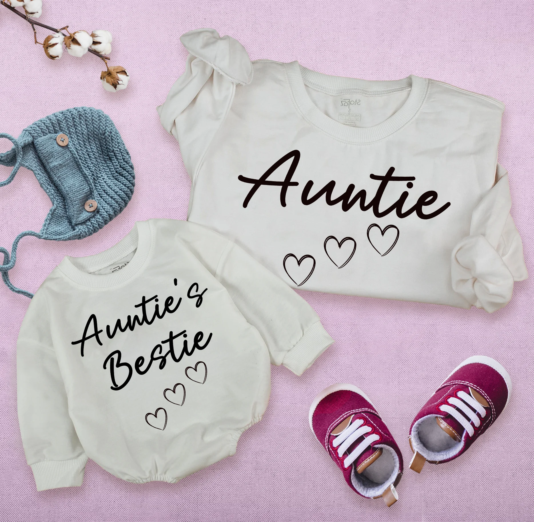 Custom Auntie And Bestie Romper Matching: Aunt's Gift