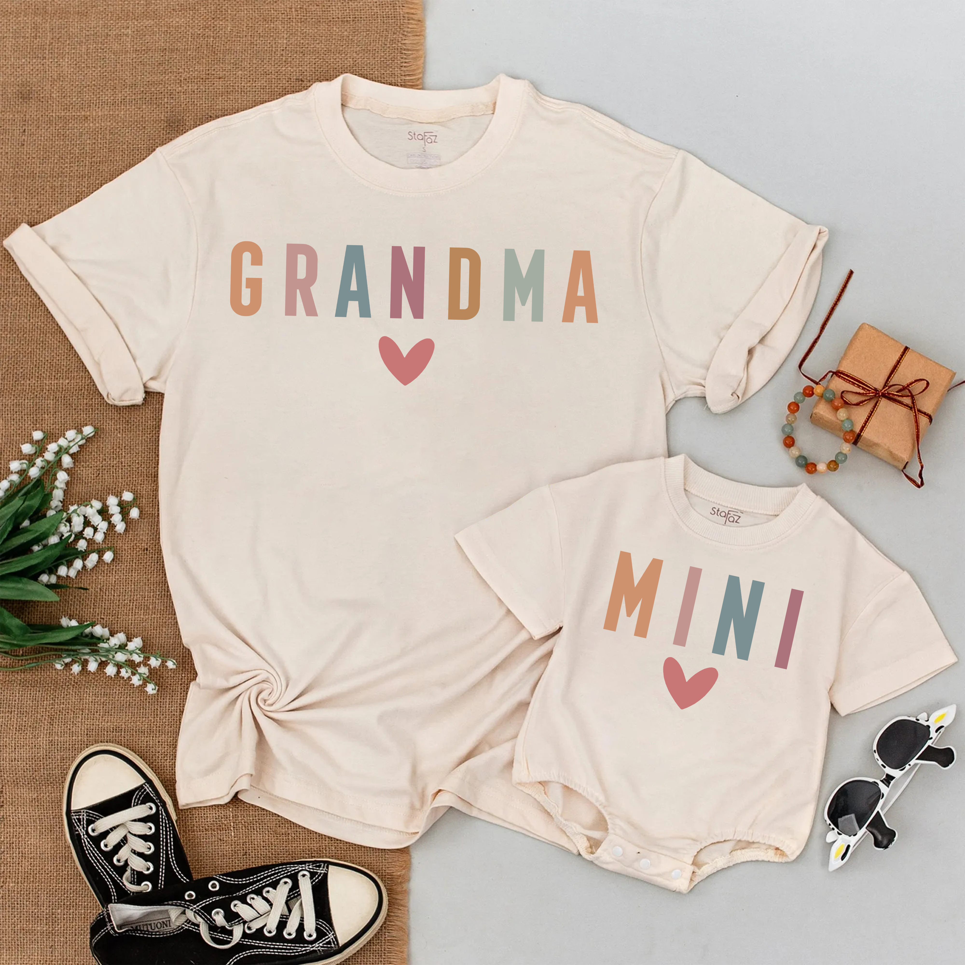 Grandma And Mini Romper Short Sleeve: Custom Matching Family T-Shirt!