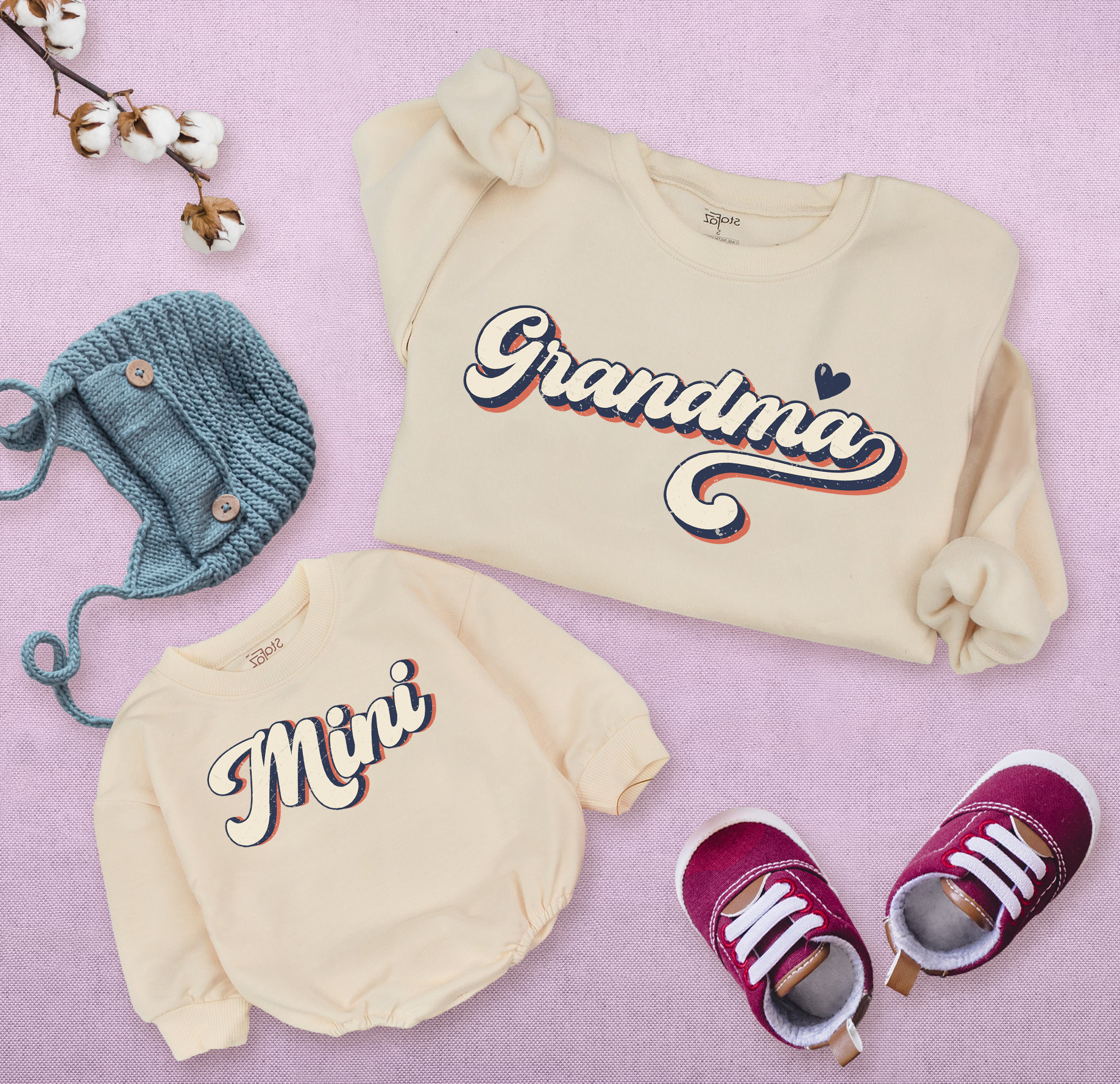 Vintage Grandma And Mini Romper Matching Set: Perfect Family Gift