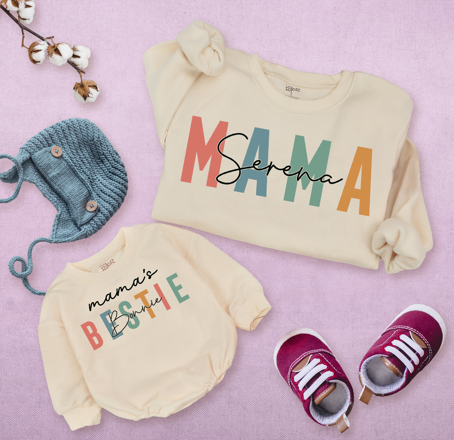Mama And Bestie Romper Matching: Personalized Name Set