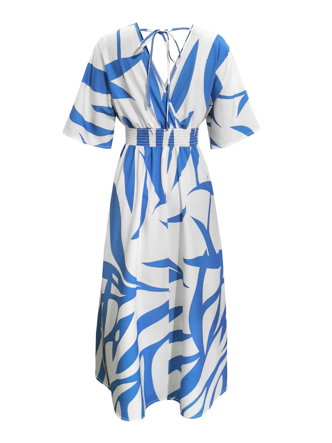 Beach Wedding Elegance: Surplice Maxi Dress with Slit and Print Design