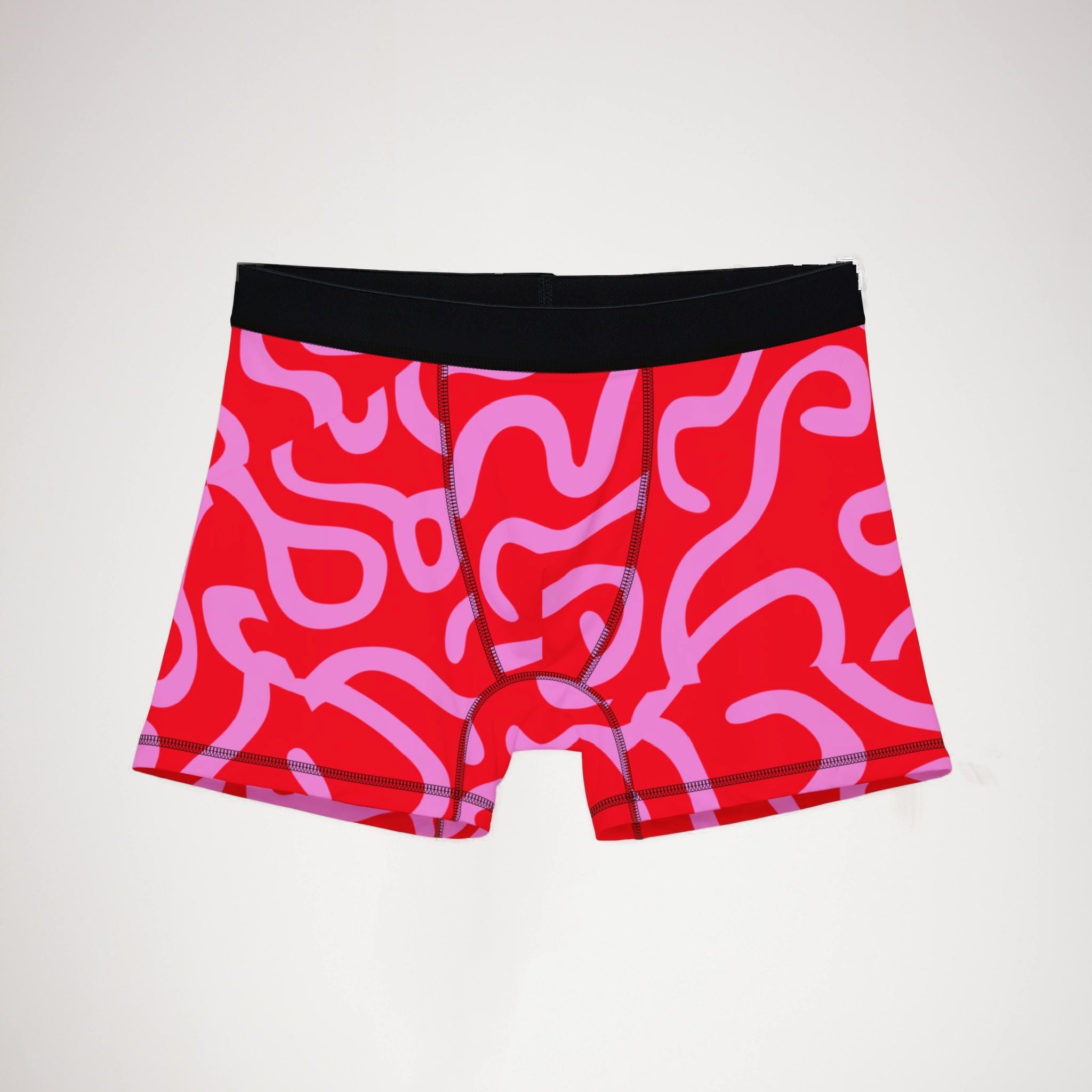 Men's boxers red swirl with cursive