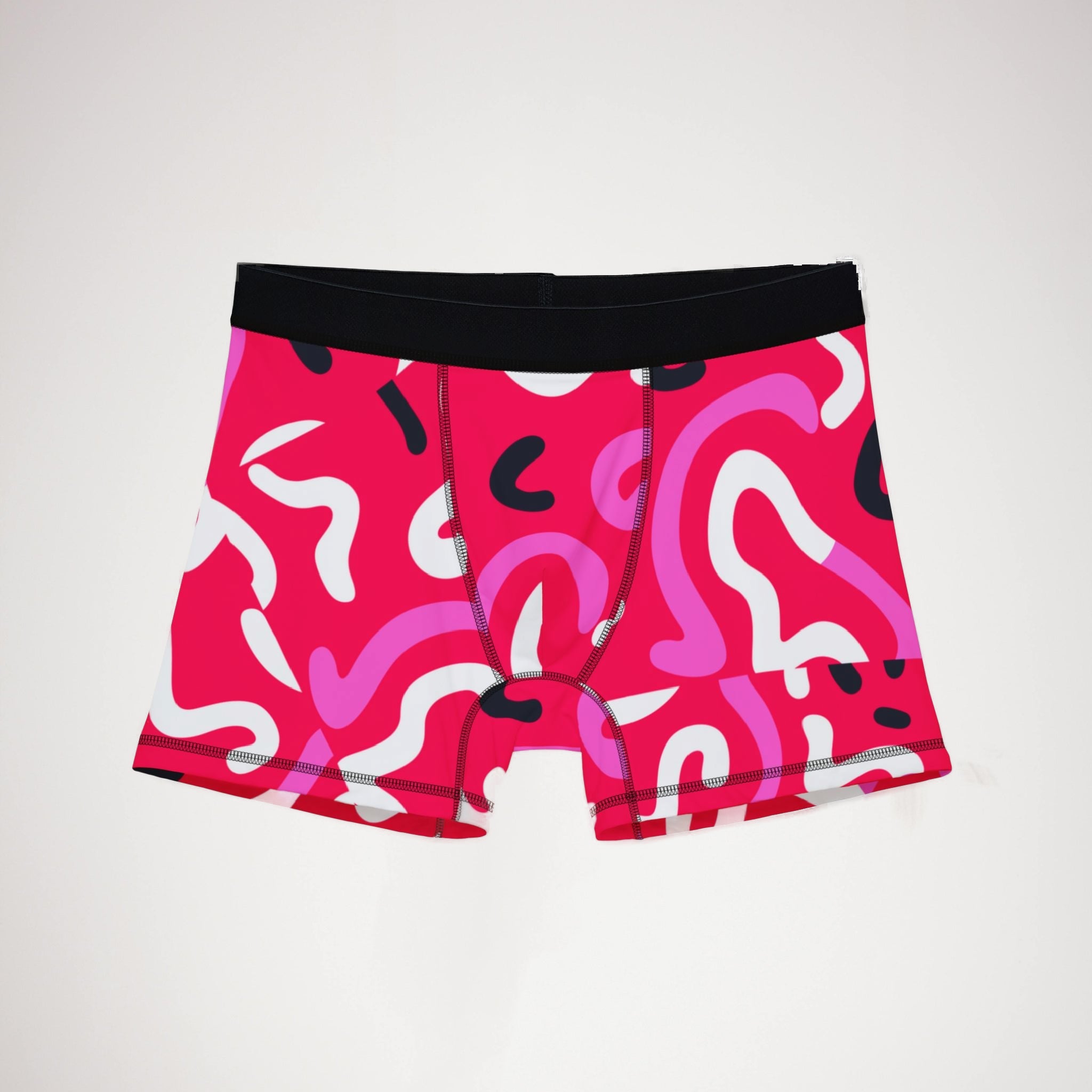 Men's boxers red swirl with cursive