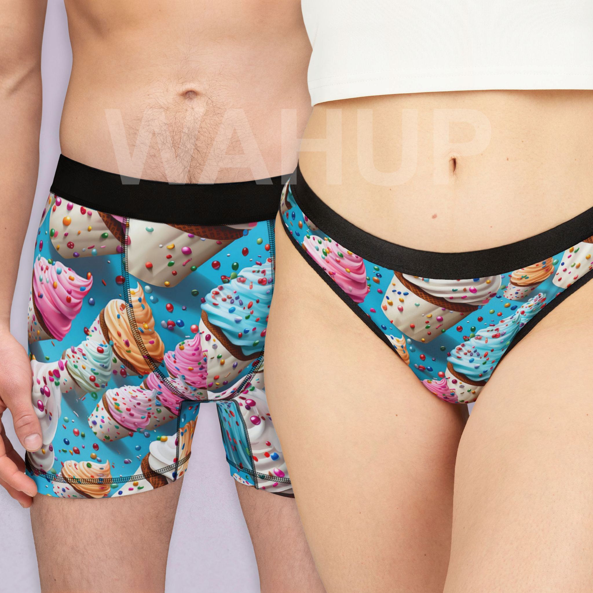 Matching underwear Sprinkled Ice Cream for couples boxer & thong set