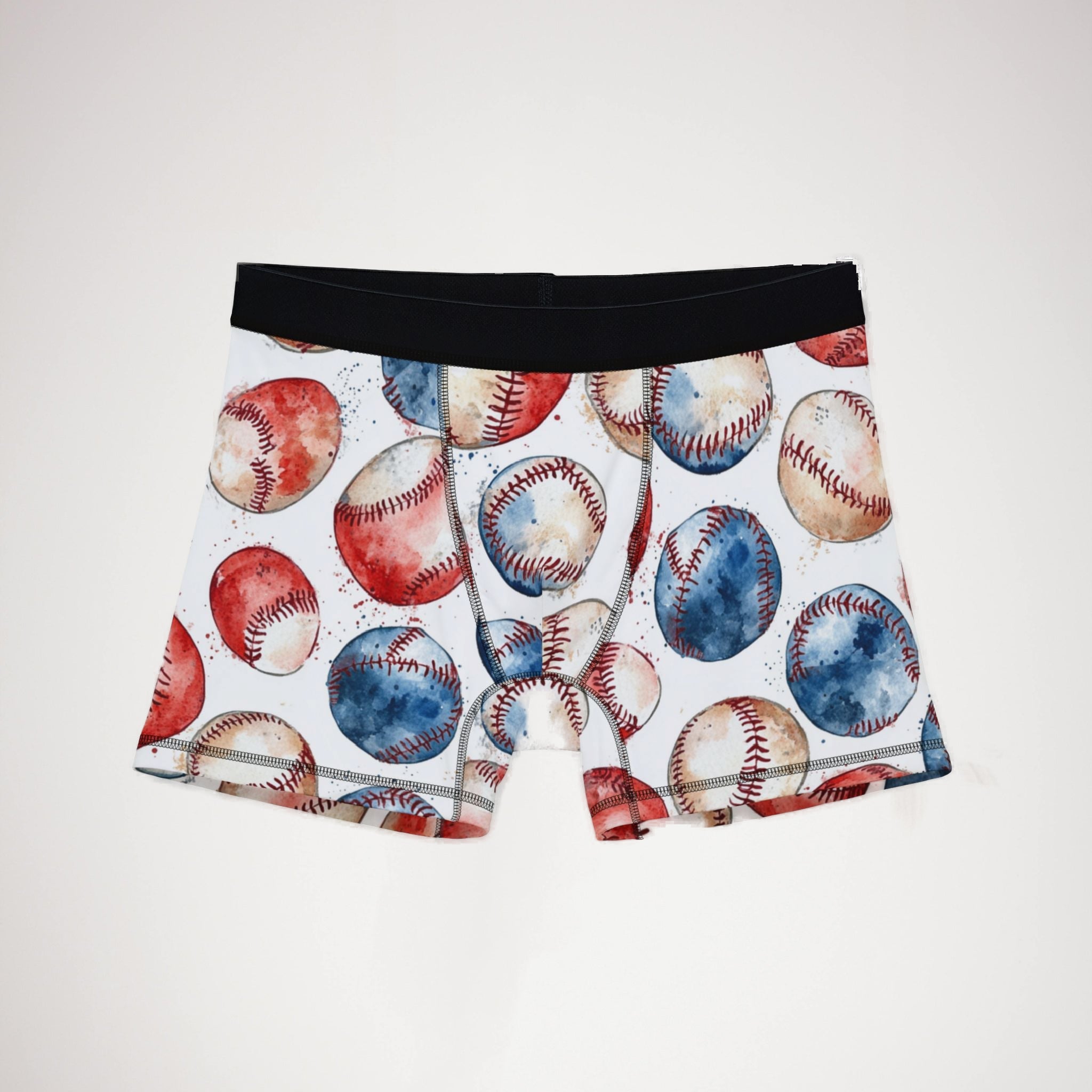 Men's boxers watercolor baseball one