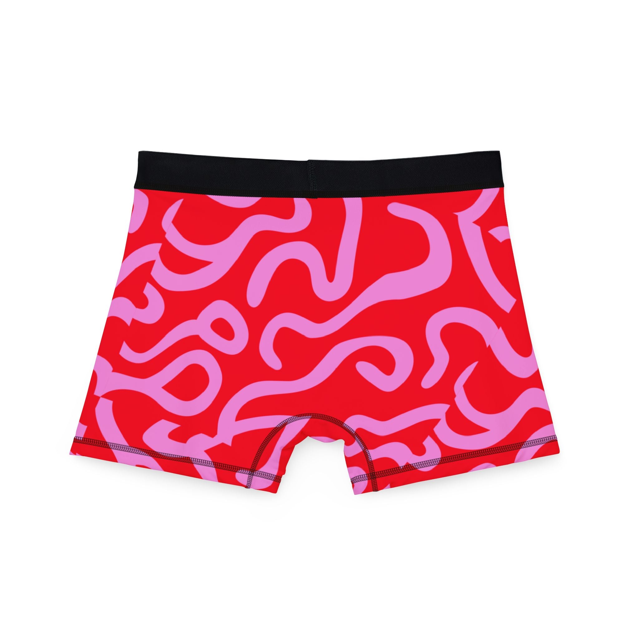 Men's boxers red swirl with cursive