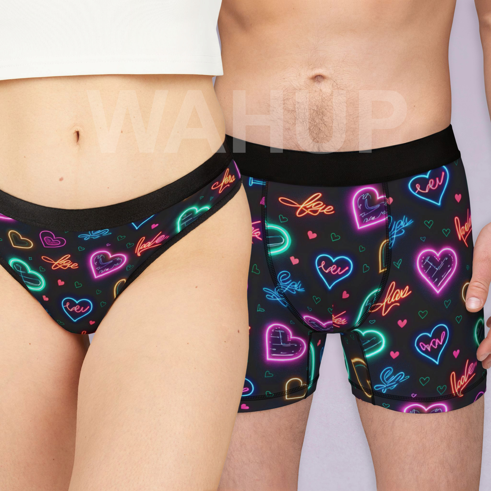 Matching underwear Valentine Digital Extra for couples boxer & thong set