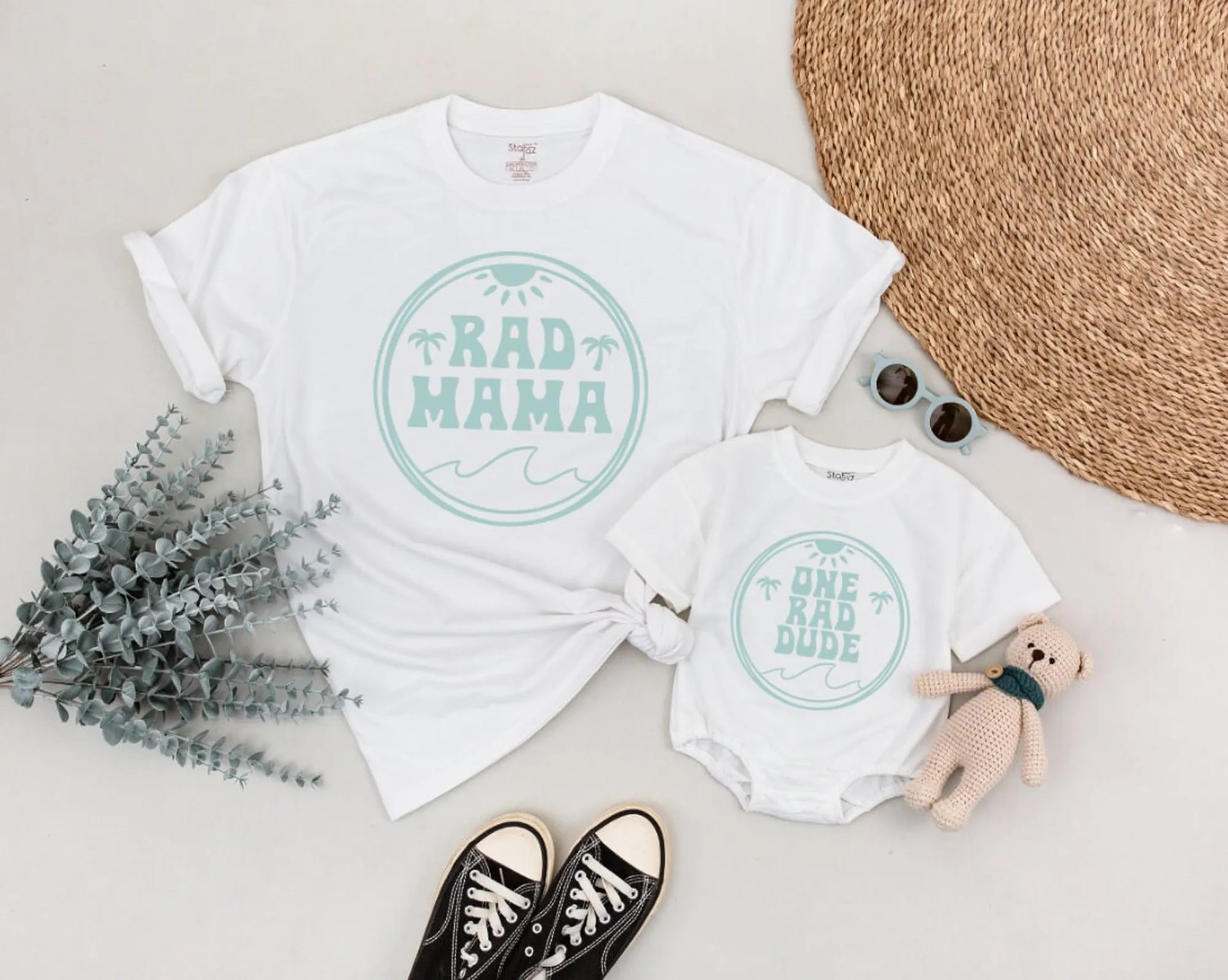 Surf Family Birthday Shirts: Rad Dad & Baby Duo