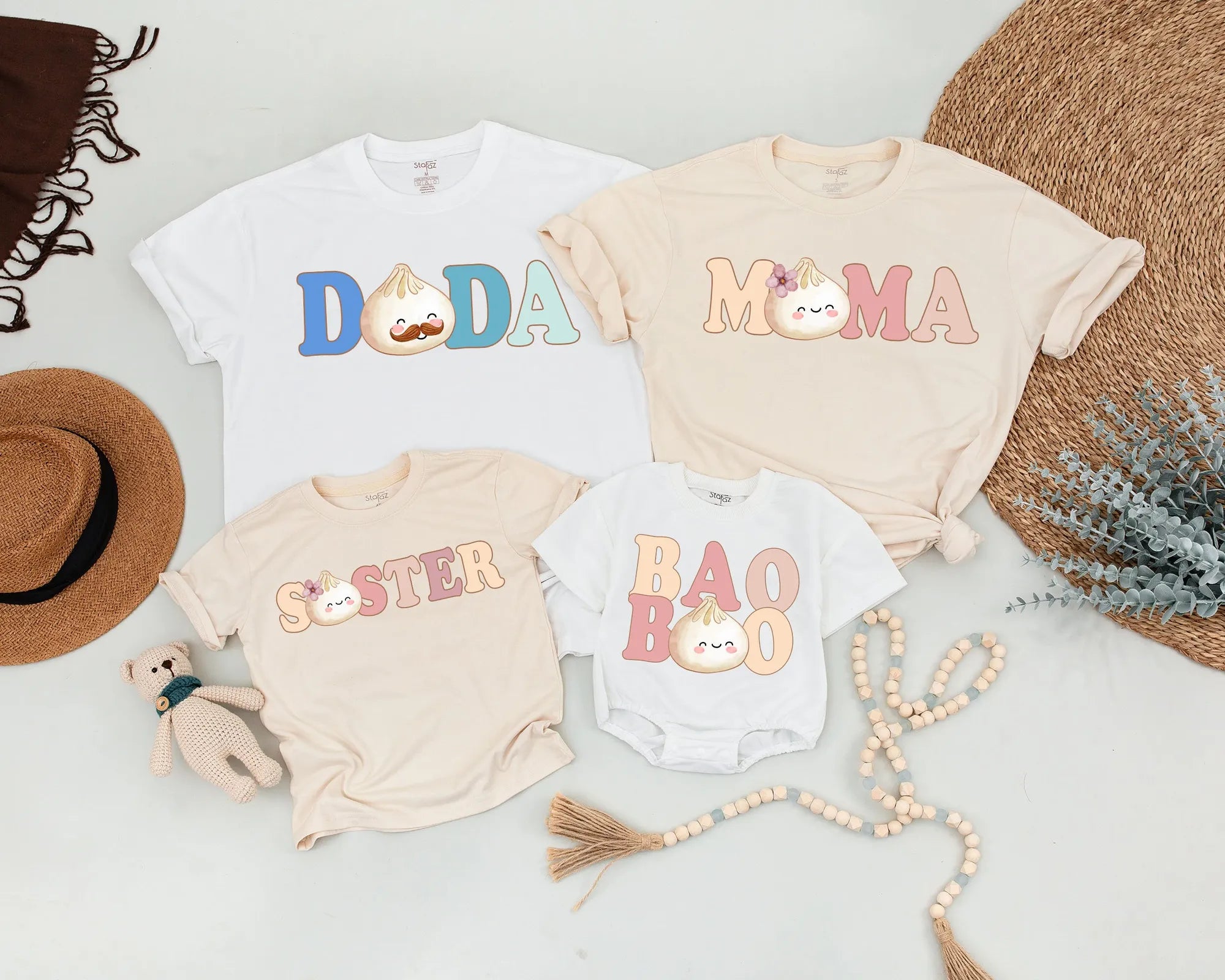 Personalized Family Matching Bao Shirts: Pregnancy Reveal