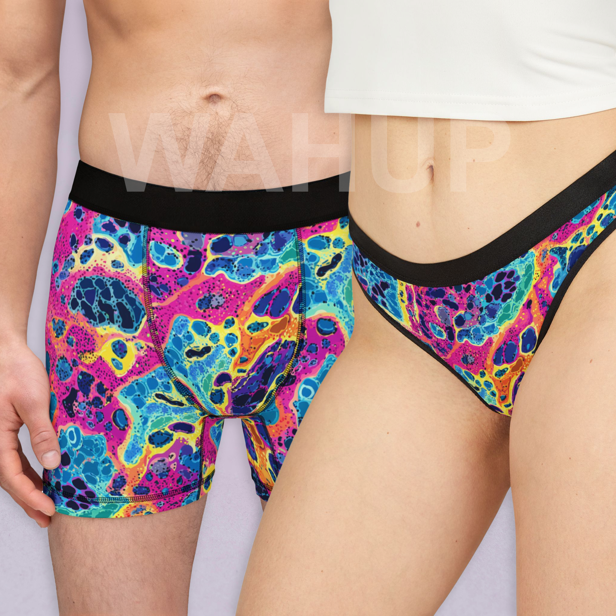 Matching underwear Rainbow Leopard for couples boxer & thong set