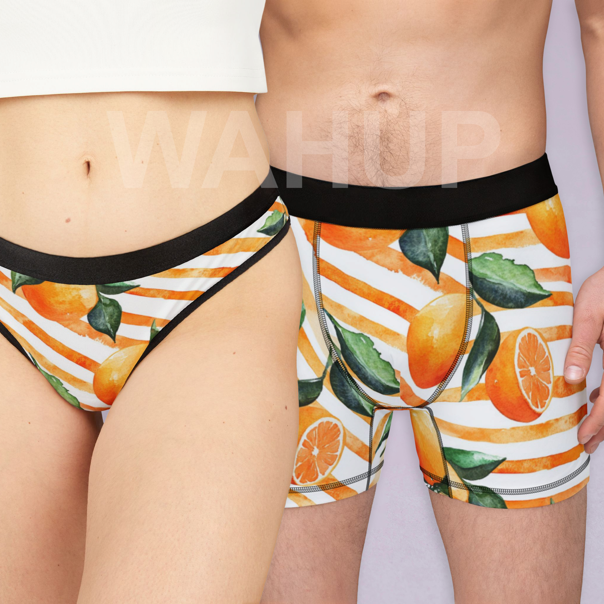 Matching underwear Fruit with Striped for couples boxer & thong set