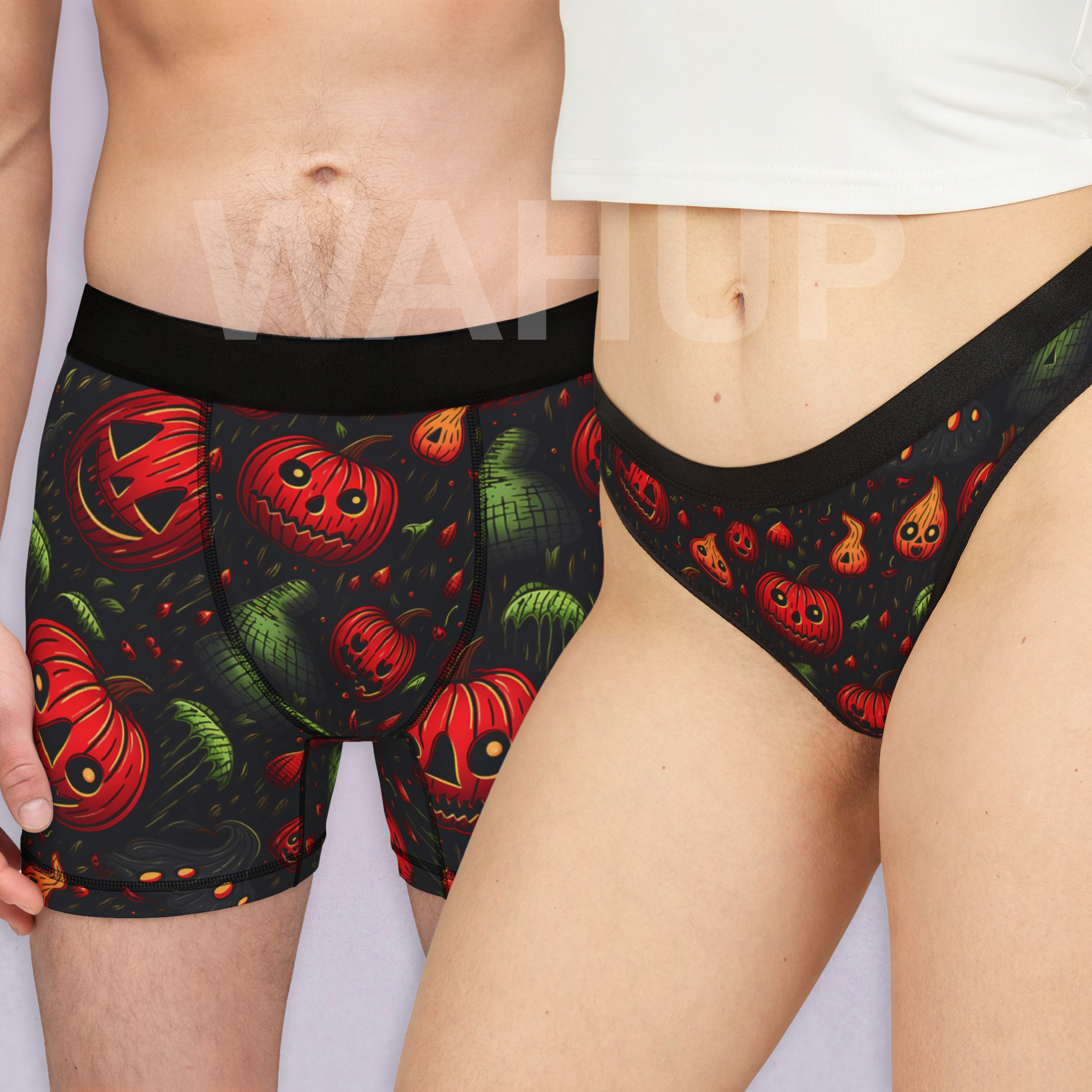Matching underwear Halloween Crazy Extra for couples boxer & thong set