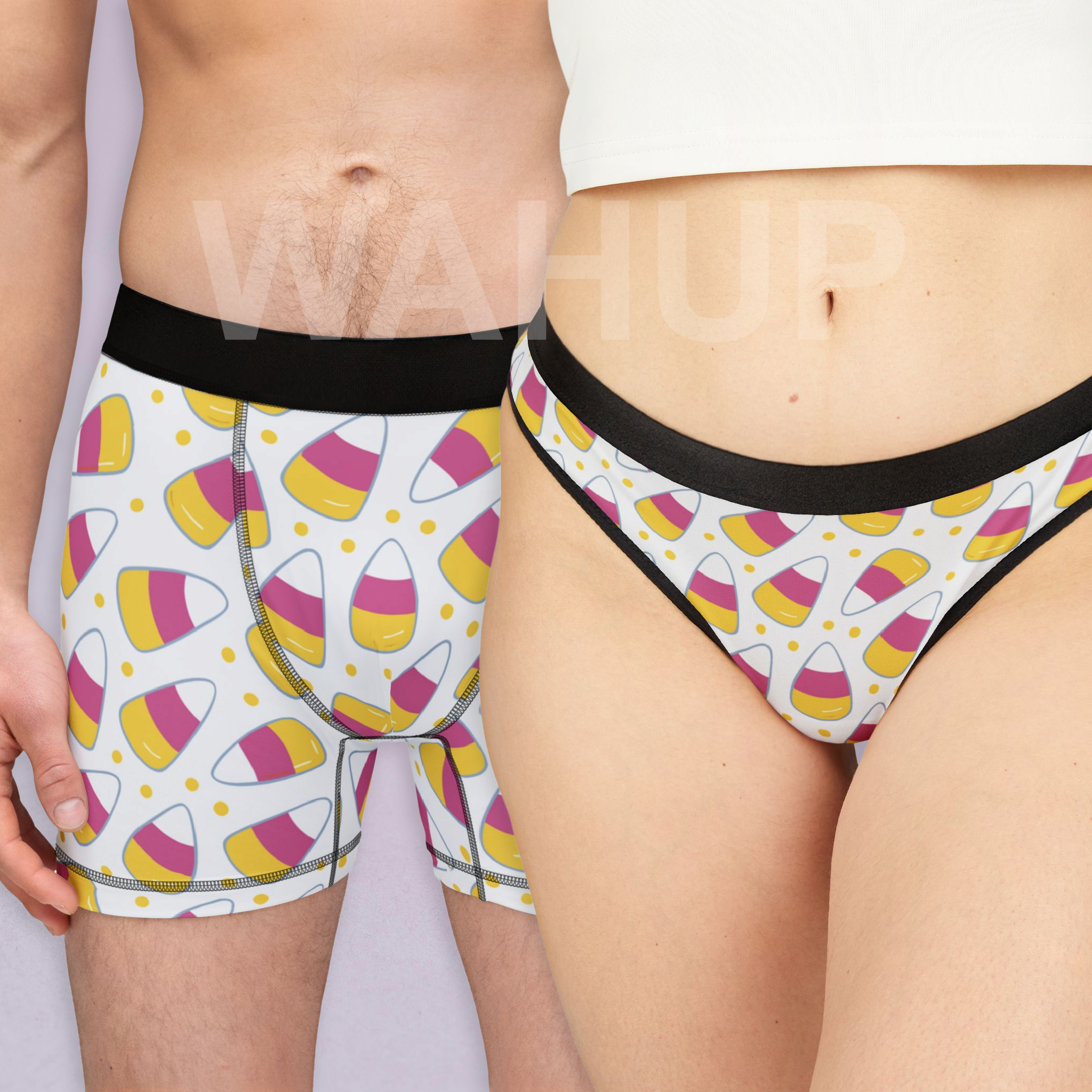 Matching underwear Pink Halloween for couples boxer & thong set