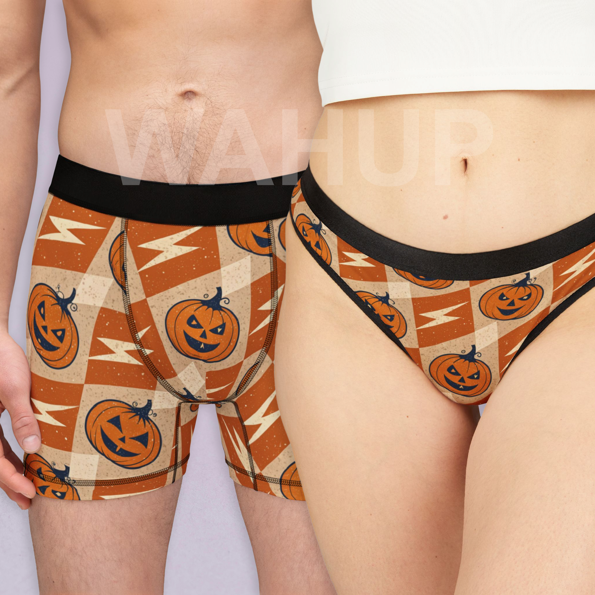 Matching underwear Retro Halloween for couples boxer & thong set