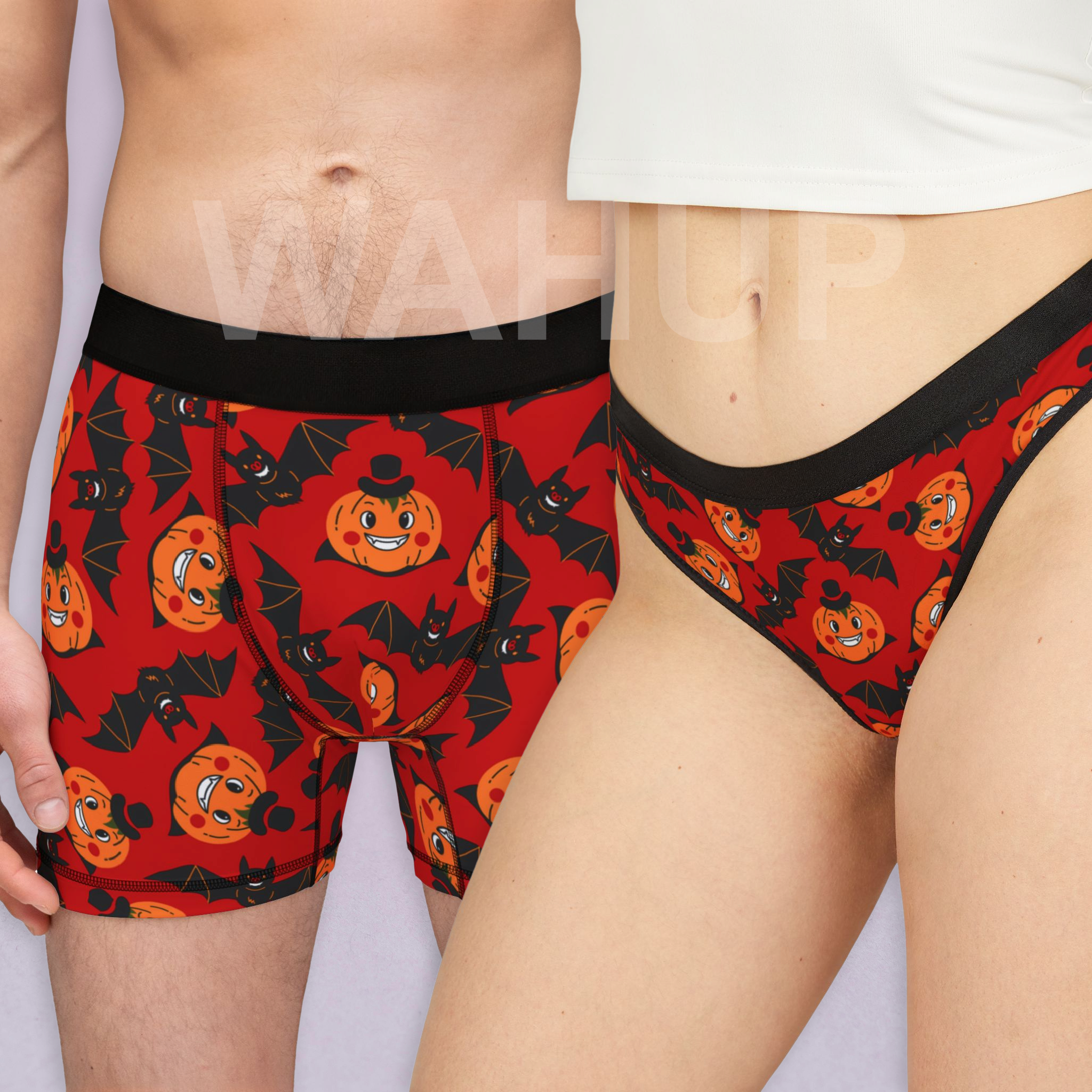 Matching underwear Funny Halloween for couples boxer & thong set