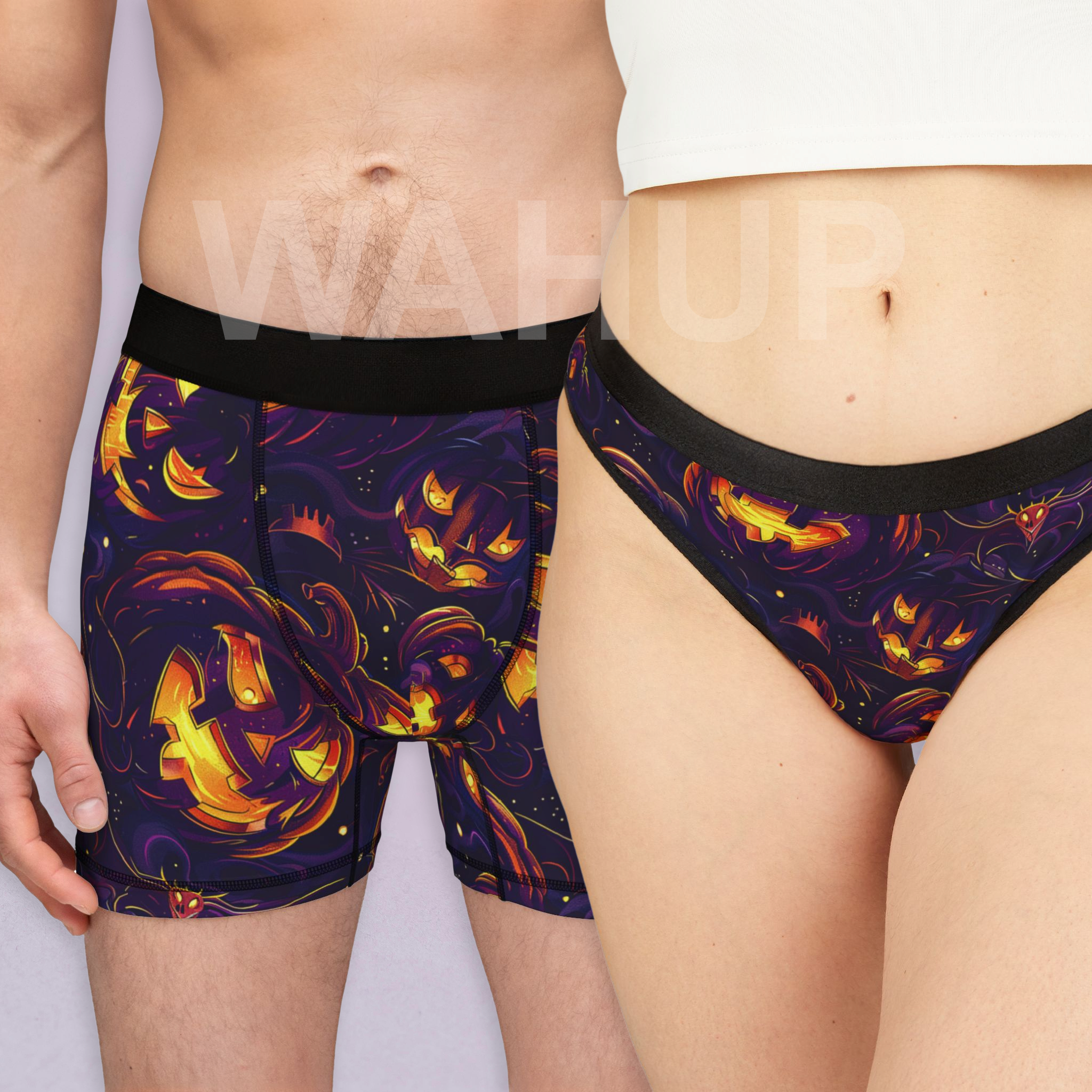 Matching underwear Spooky Halloween for couples boxer & thong set