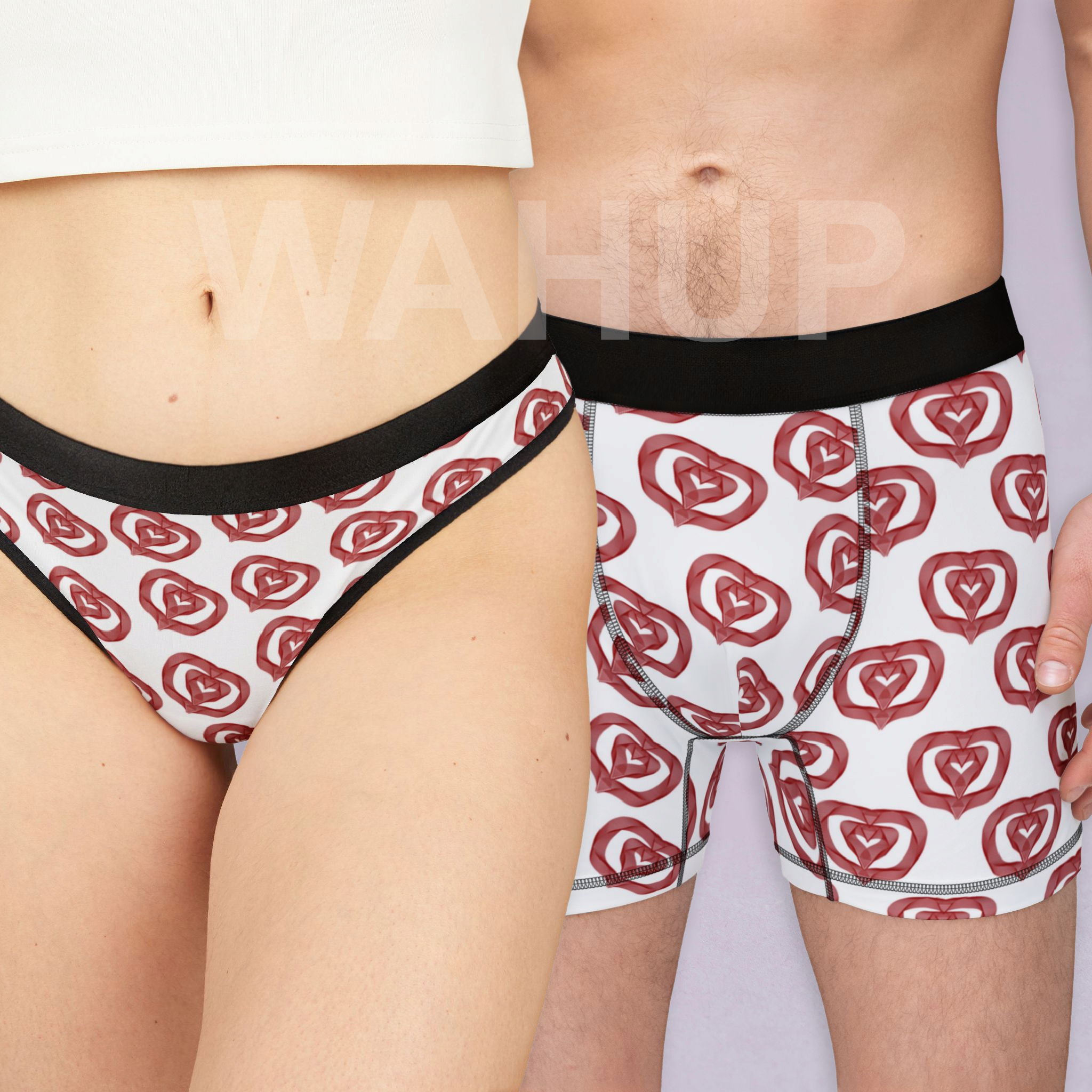 Matching underwear Love Hearts for couples boxer & thong set
