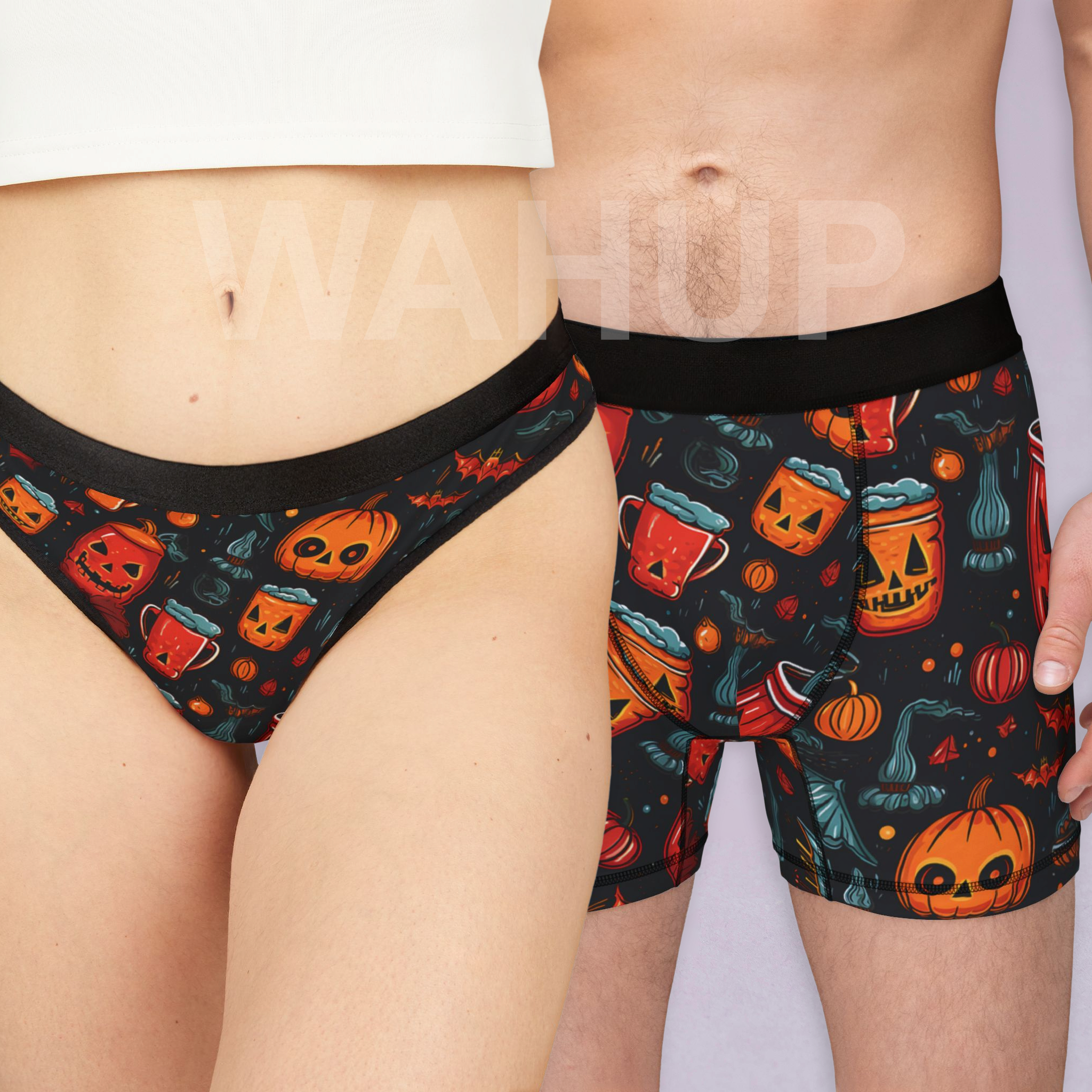 Matching underwear Halloween Crazy for couples boxer & thong set