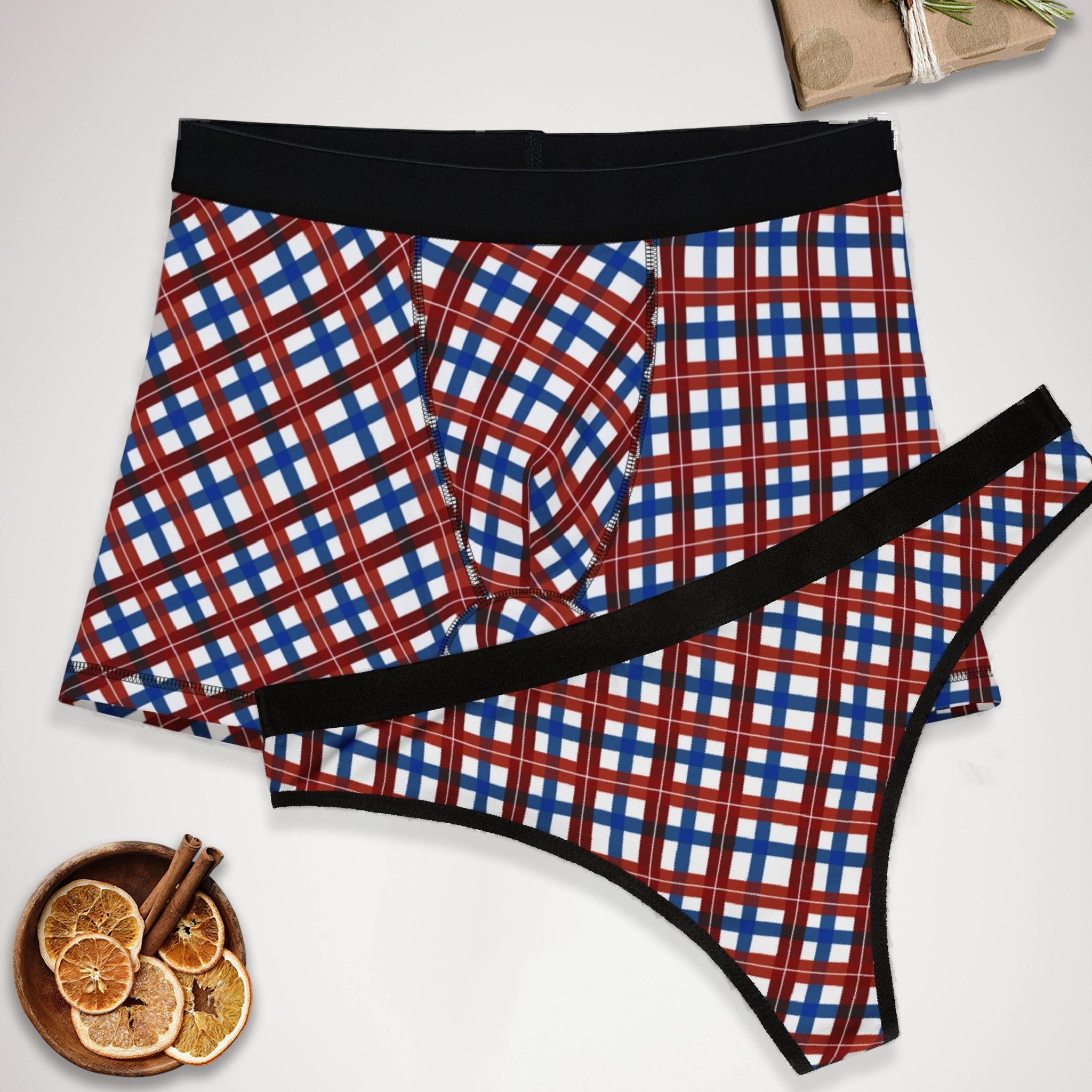 Matching underwear 4th of July USA for couples boxer & thong