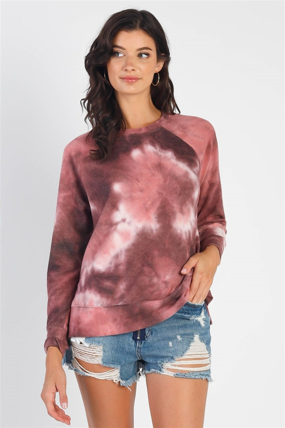 Vibrant Tie-Dye Round Neck Long Sleeve Sweatshirt for Women - Trendy Apparel for Casual Chic Style