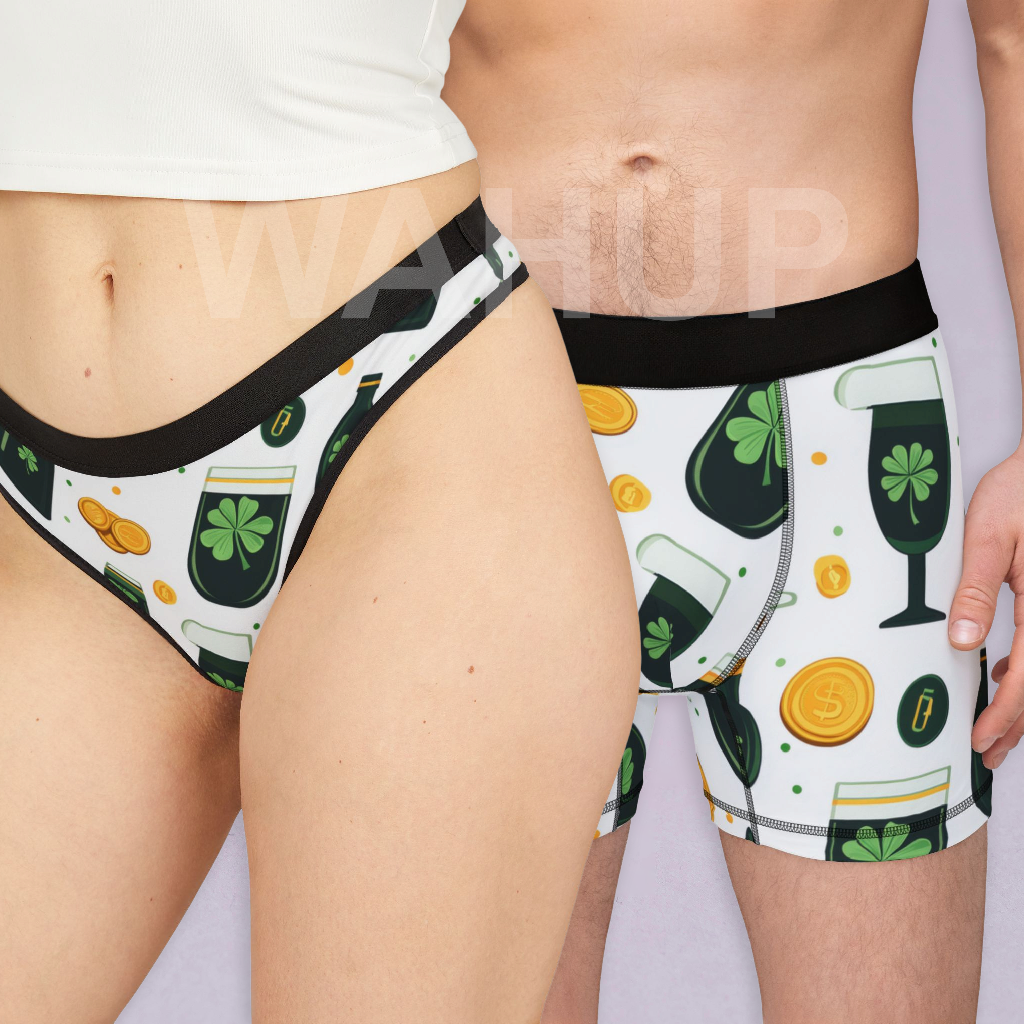 Matching underwear St Patricks Day Three for couples boxer & thong set