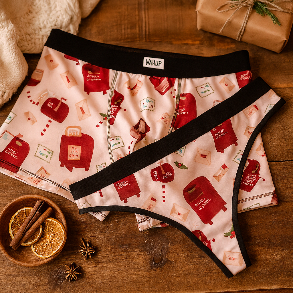 Matching underwear Letters to Santa Christmas for couples boxer & thong set