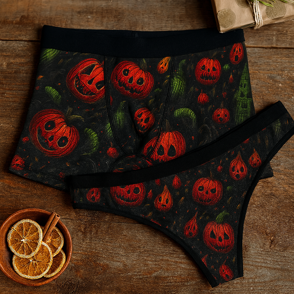 Matching underwear Halloween Crazy Extra for couples boxer & thong set