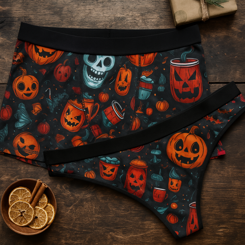 Matching underwear Halloween Crazy for couples boxer & thong set
