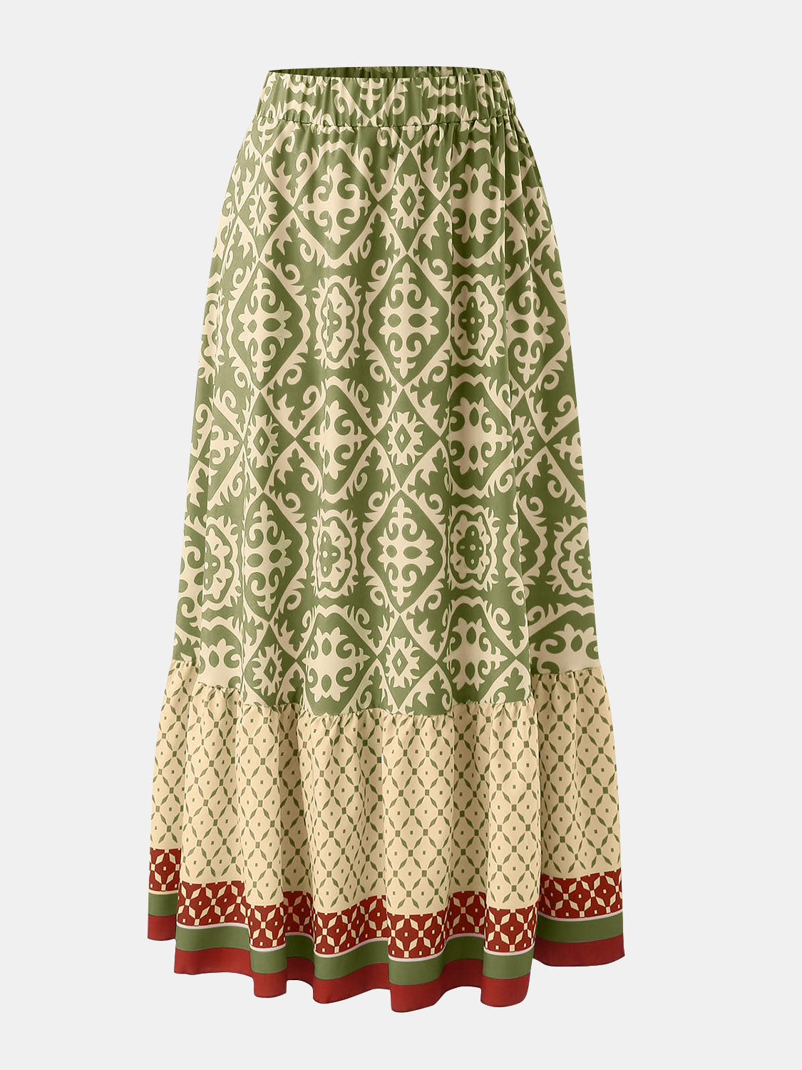 Stylish Geometric Pattern Elastic Waist Maxi Skirt for Effortless Chic Look