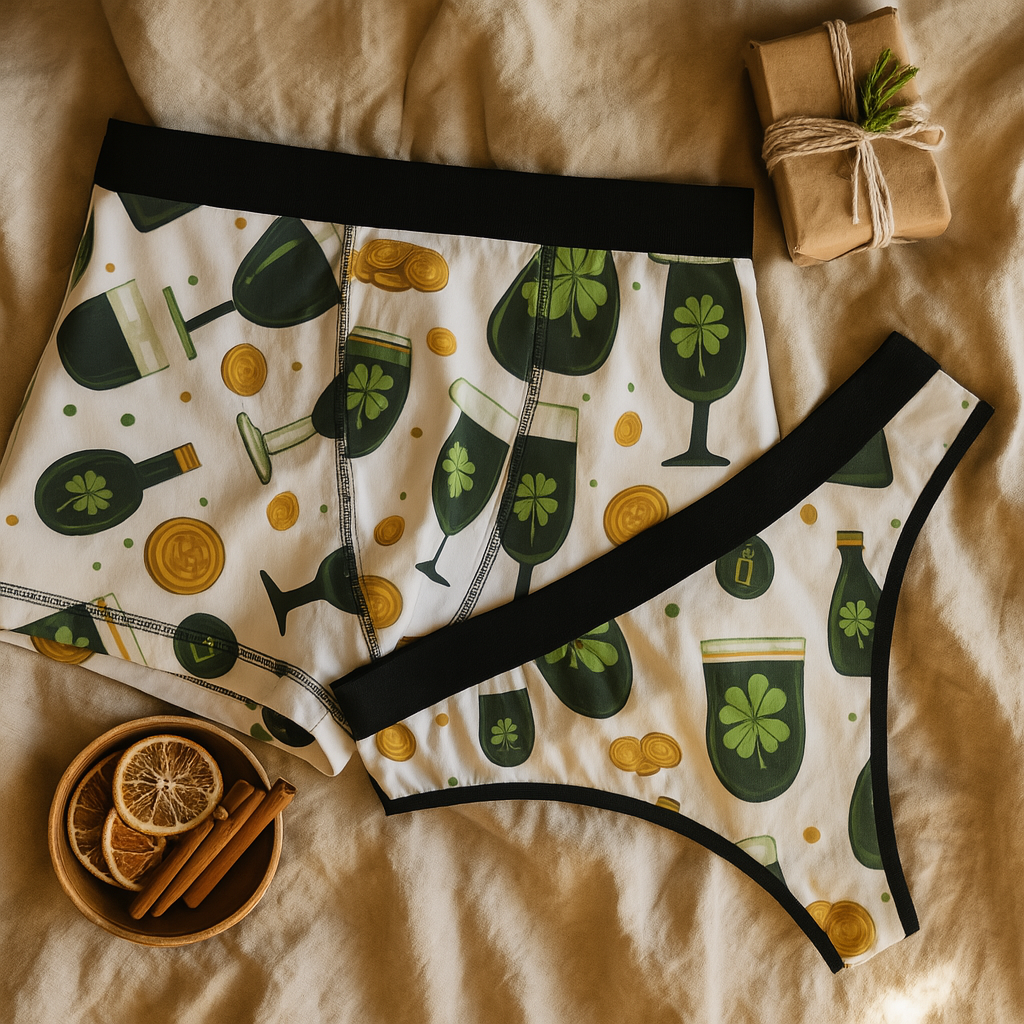 Matching underwear St Patricks Day Three for couples boxer & thong set
