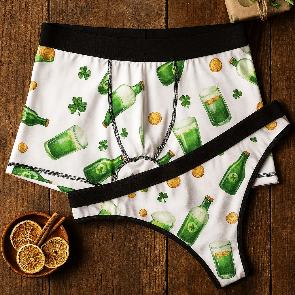 Matching underwear St Patricks Day Two for couples boxer & thong set