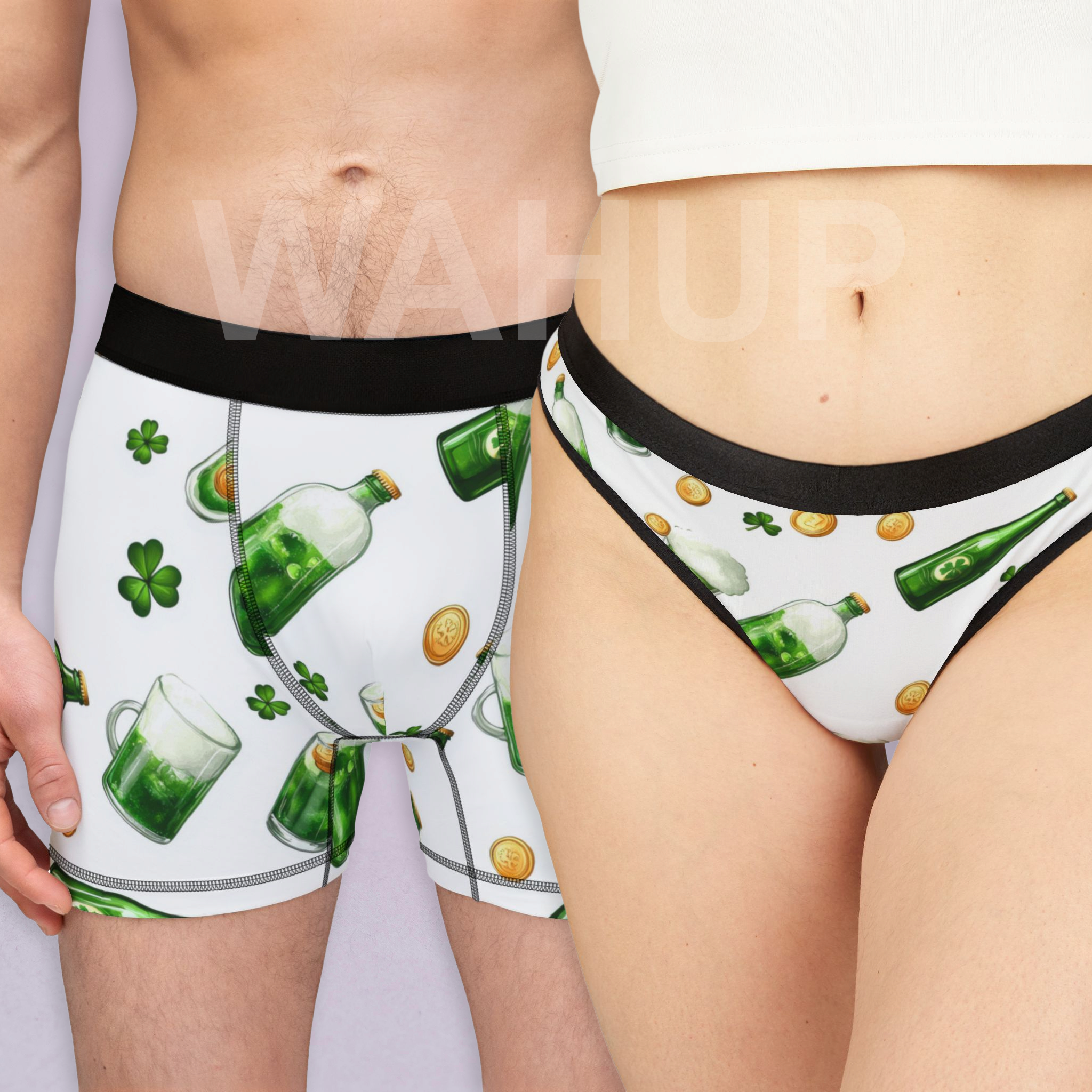 Matching underwear St Patricks Day Two for couples boxer & thong set