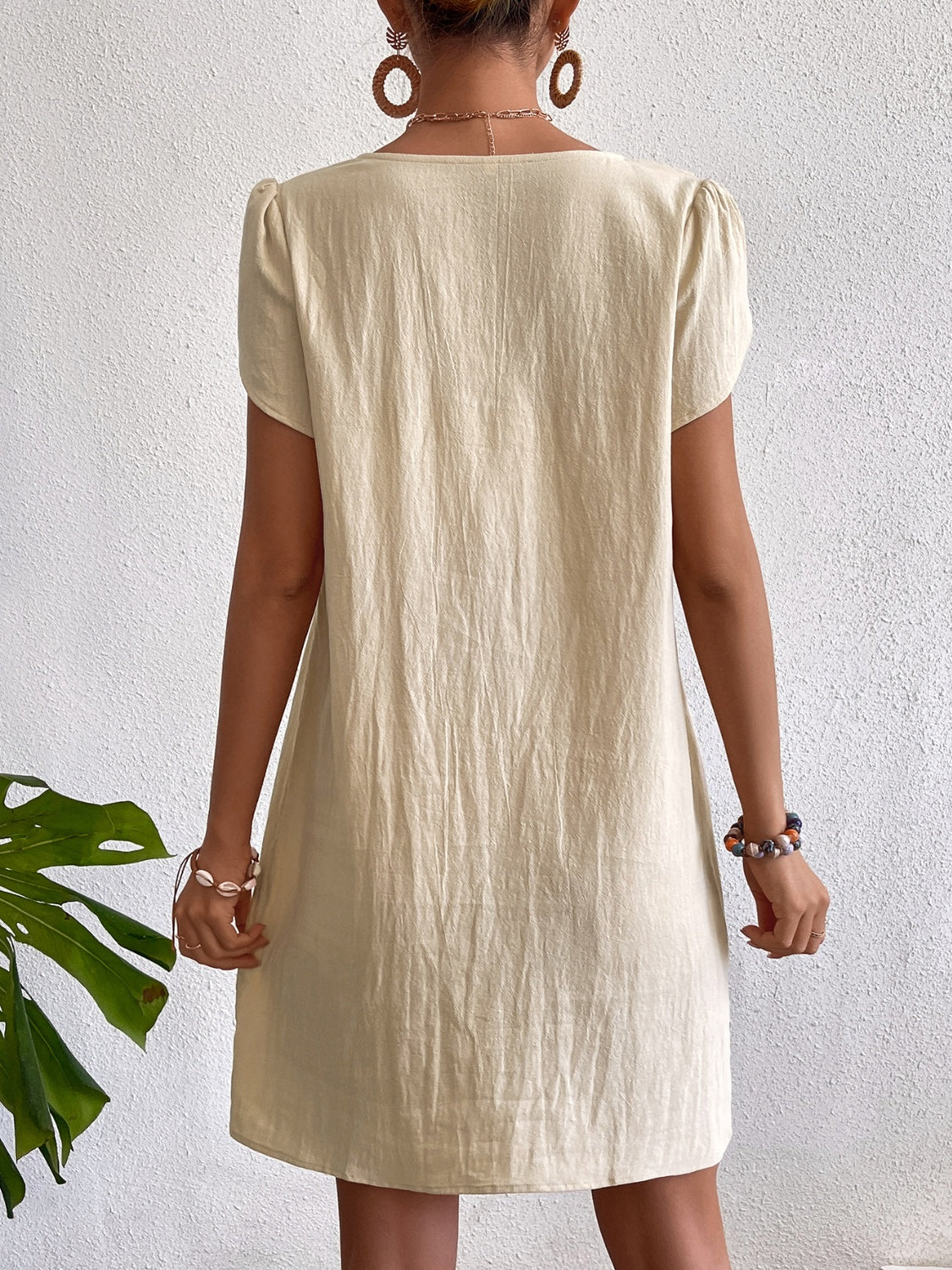 Asymmetrical Neck Short Sleeve Dress for Women Over 50, Perfect for Summer Beach Wedding Guest or Party Attire