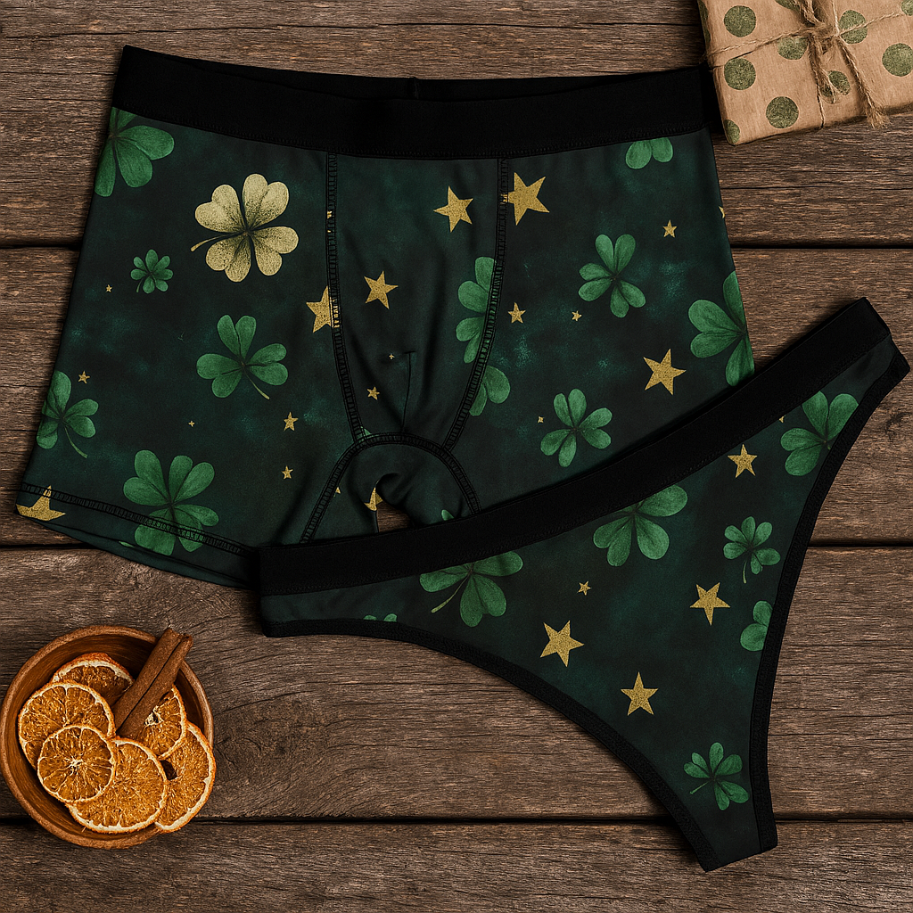 Matching underwear St Patricks Day for couples boxer & thong set