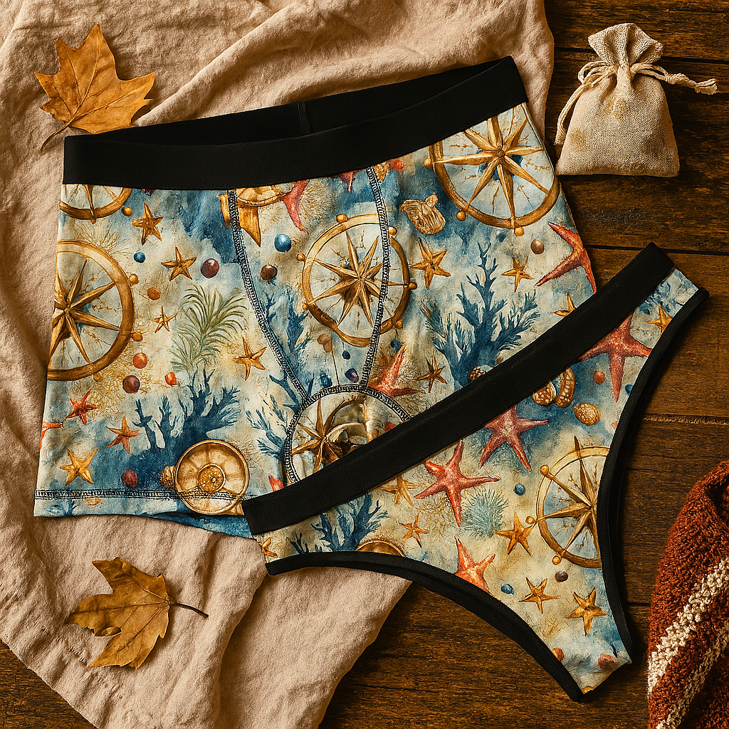 Matching underwear Sea Ocean for couples boxer & thong set