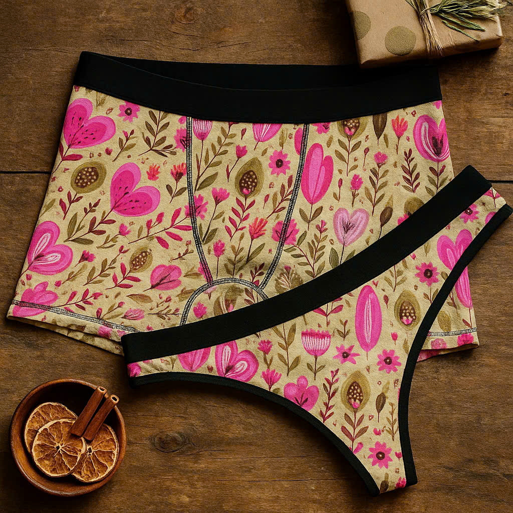 Matching underwear Pastel Love for couples boxer & thong set