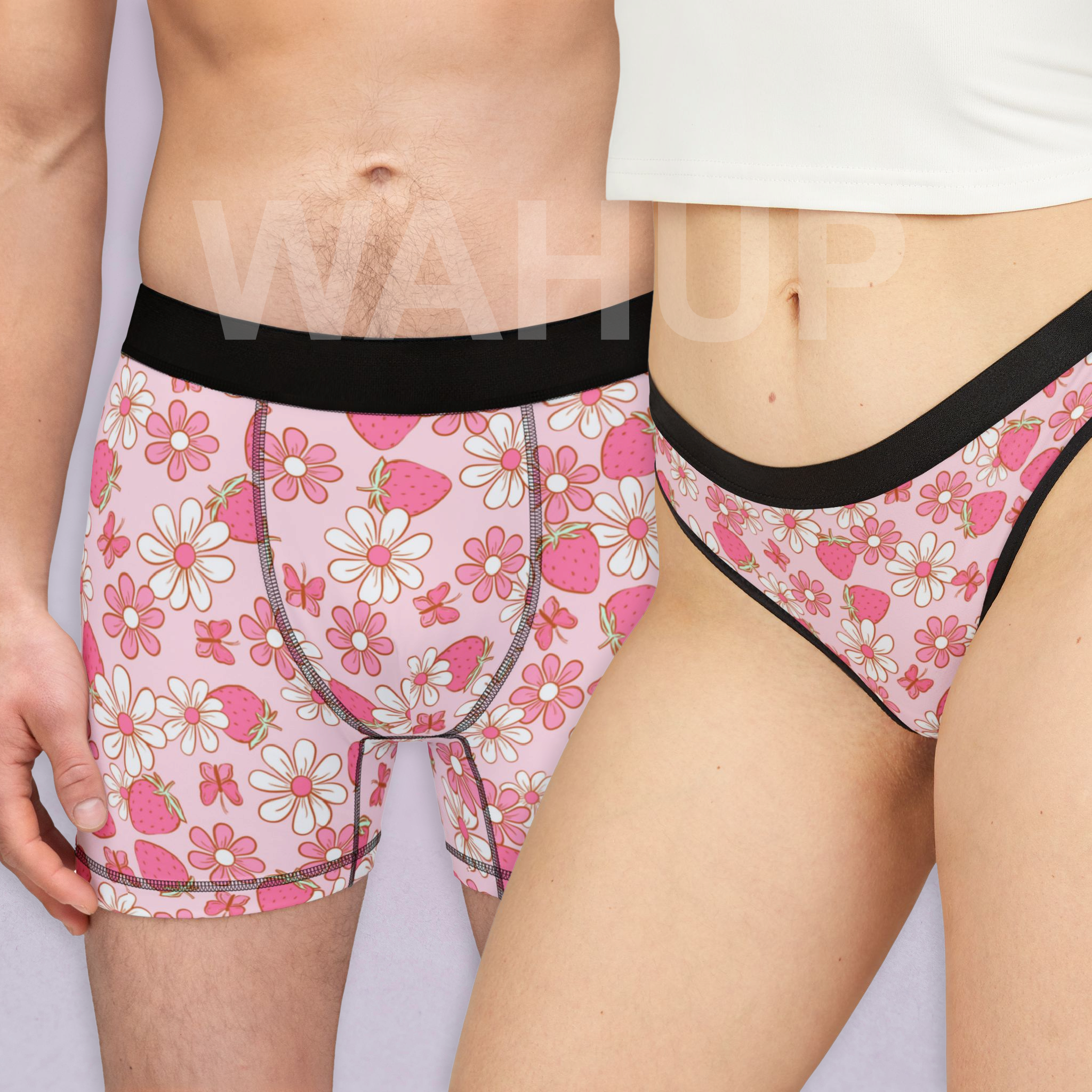 Matching underwear Strawberry Daisy for couples boxer & thong