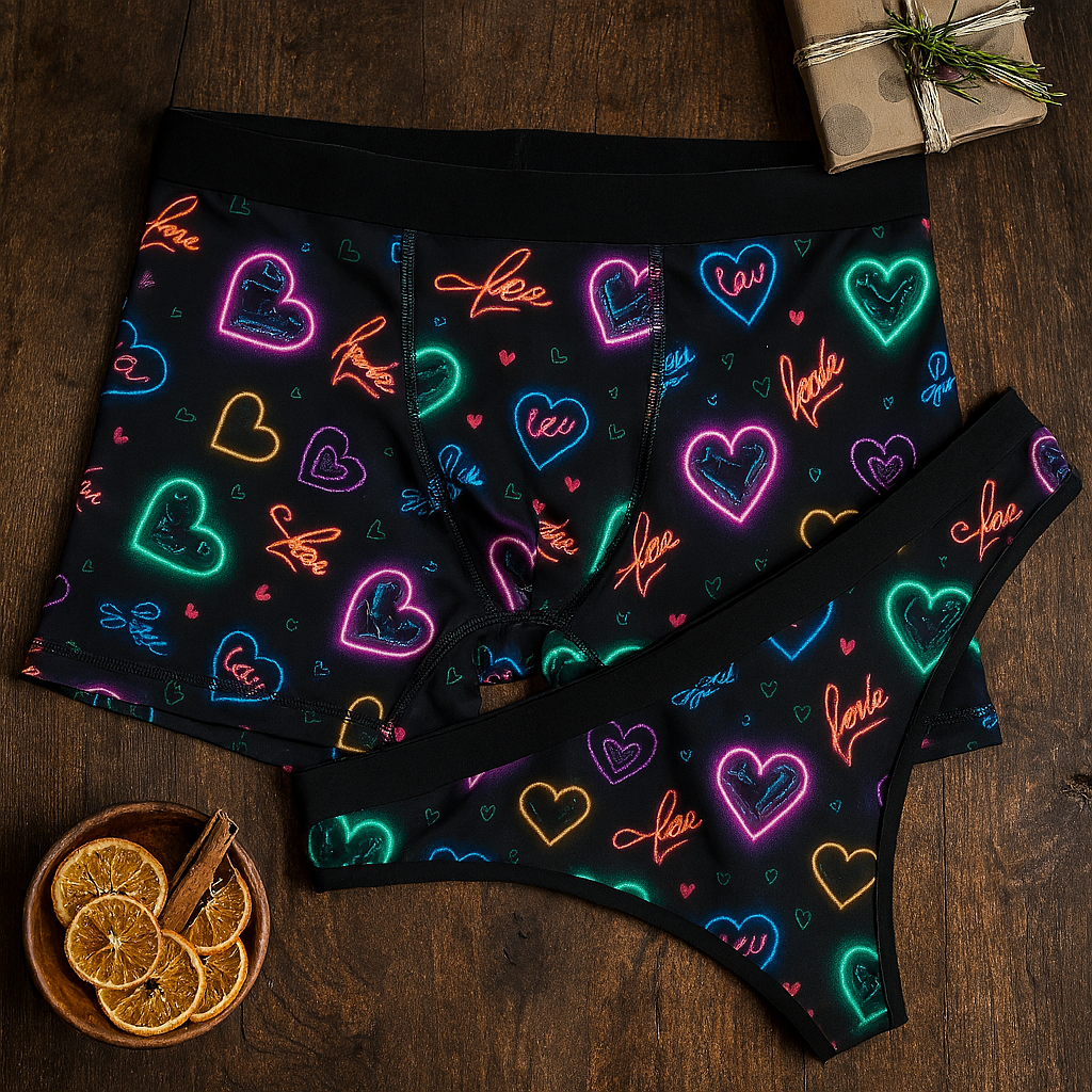 Matching underwear Valentine Digital Extra for couples boxer & thong set
