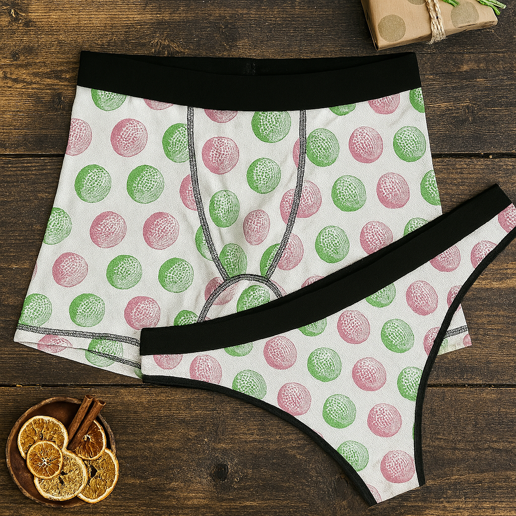 Matching underwear Pink Golf for couples boxer & thong set