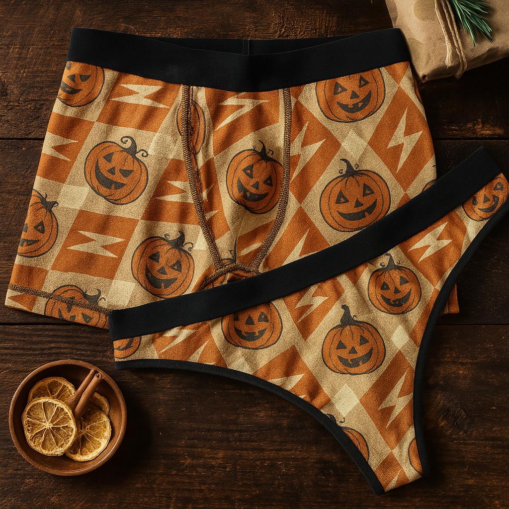 Matching underwear Retro Halloween for couples boxer & thong set