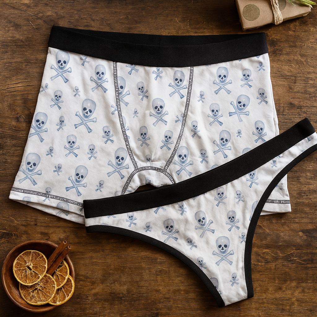 Matching underwear Watercolor Halloween for couples boxer & thong set